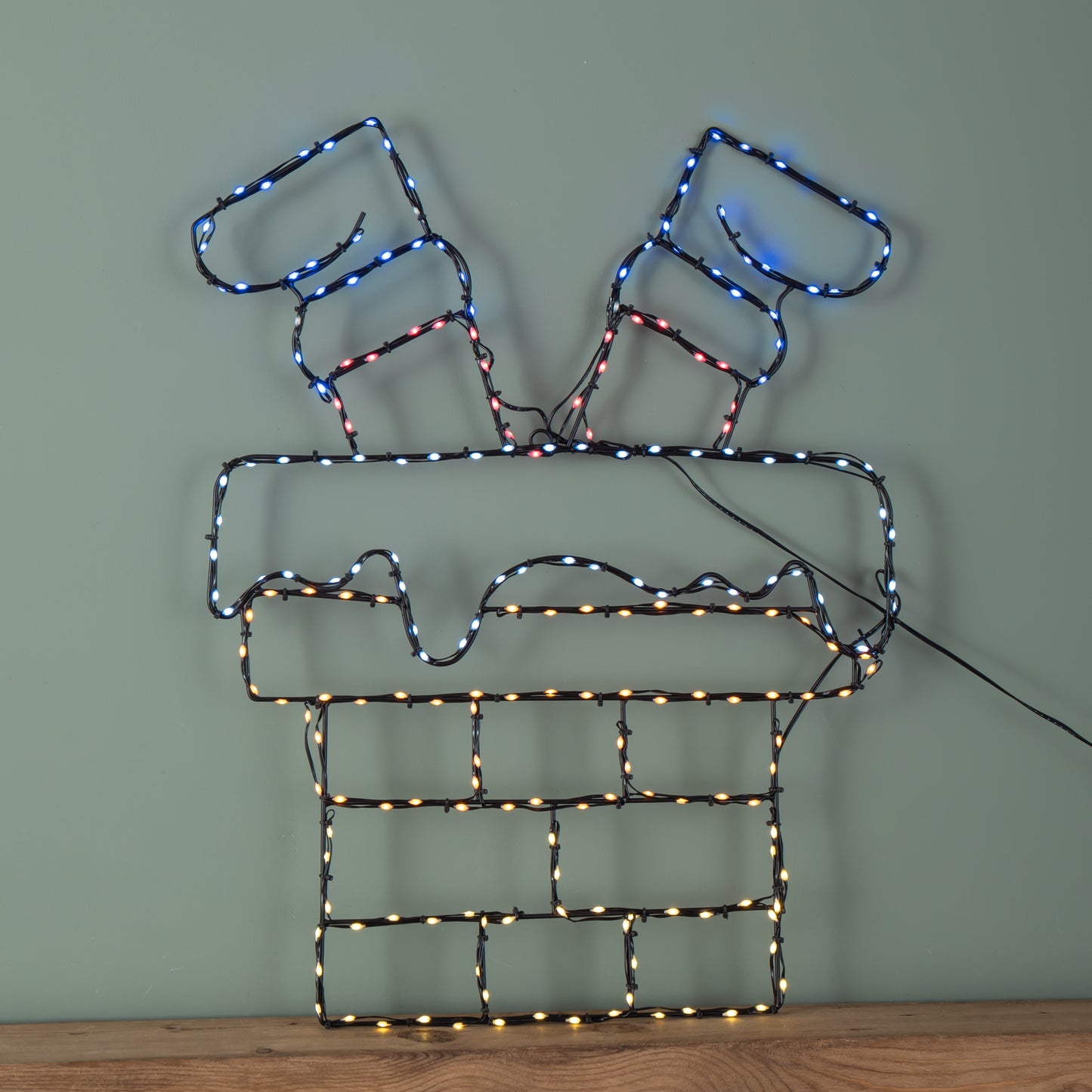 60cm x 45cm Light up FlexiBrights Santa Down Chimney with 223 Multi-Coloured LEDs