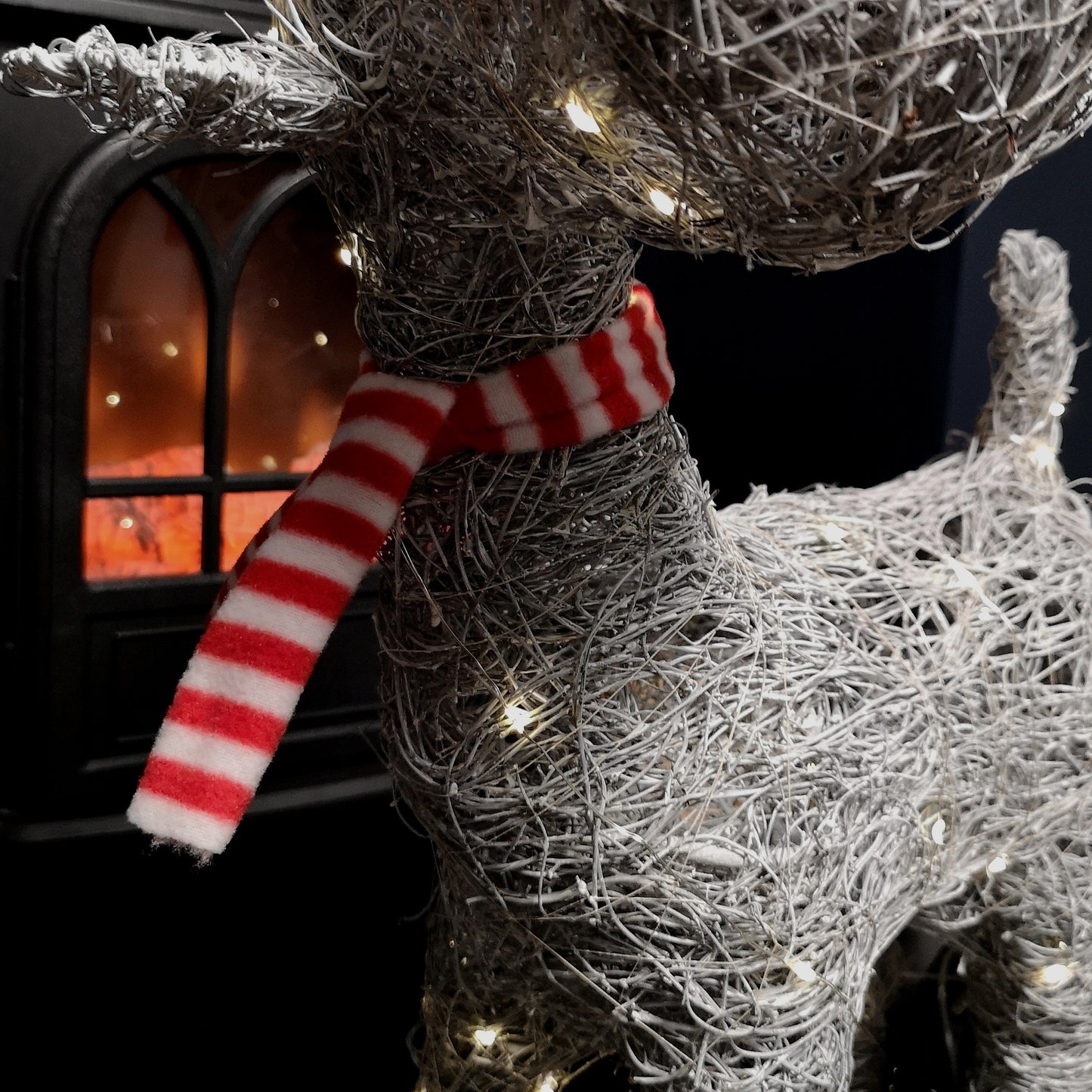 66cm Battery Operated Rattan Woven Cupid Reindeer with Warm White LEDs