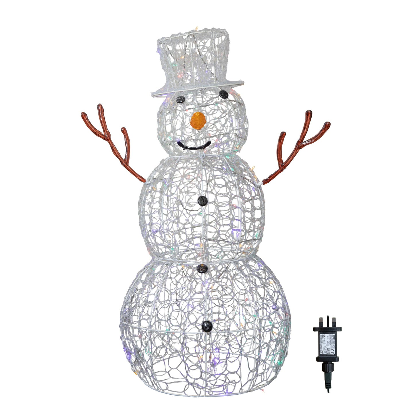 90cm Light up Soft Acrylic Christmas Snowman with 80 Multi-Coloured LEDs