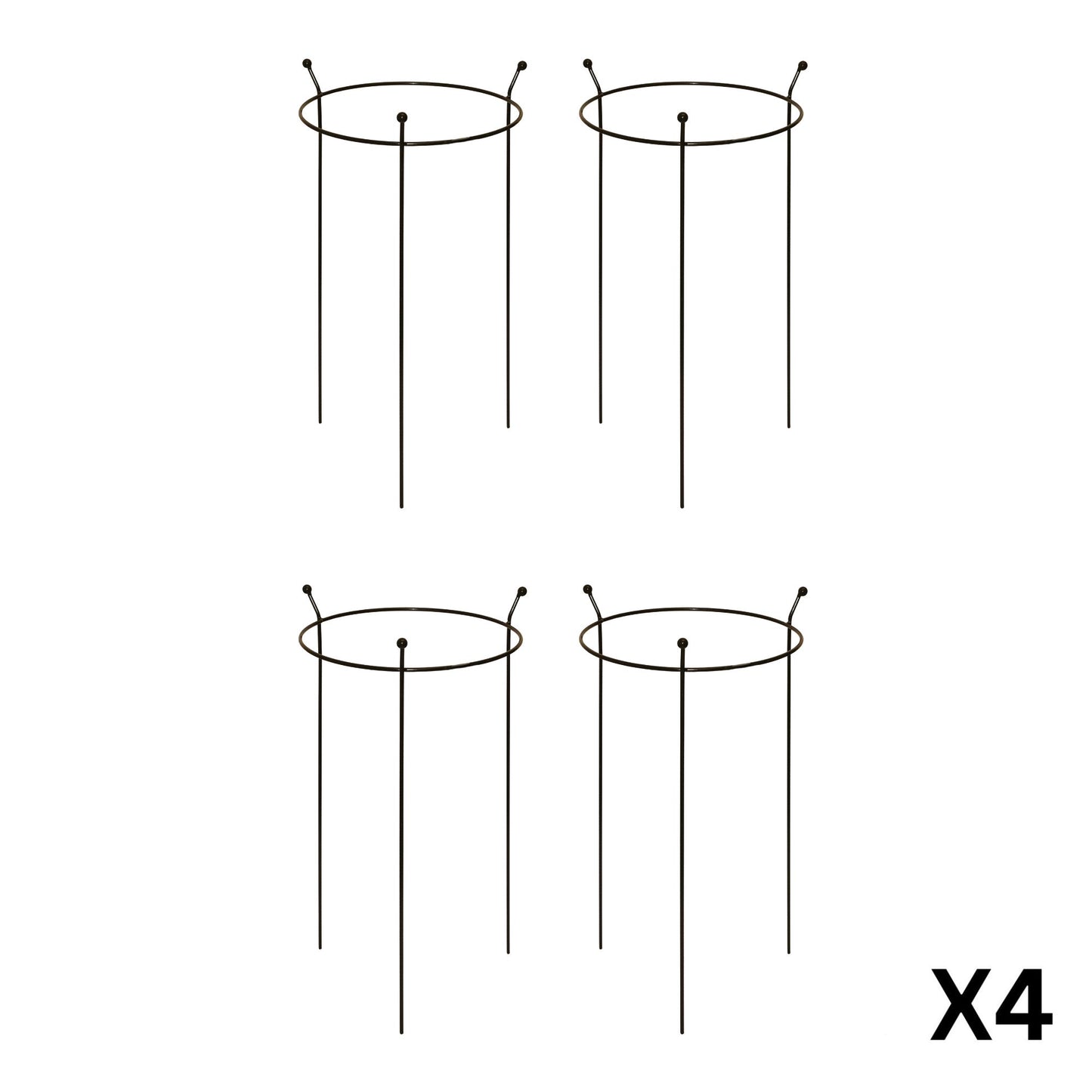 4 Pack of Small 60cm x 35cm Heavy Duty Black Steel Herbaceous Garden Plant Support Ring