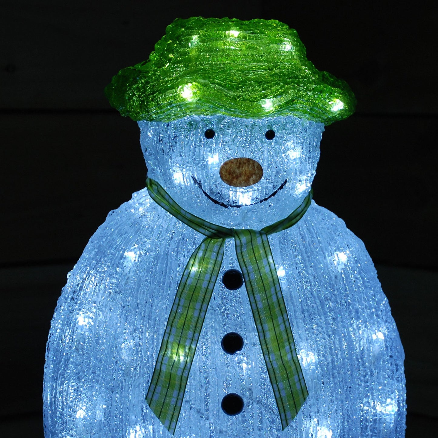 55cm Light Up Acrylic Snowman Christmas Decoration with 100 Ice White LEDs
