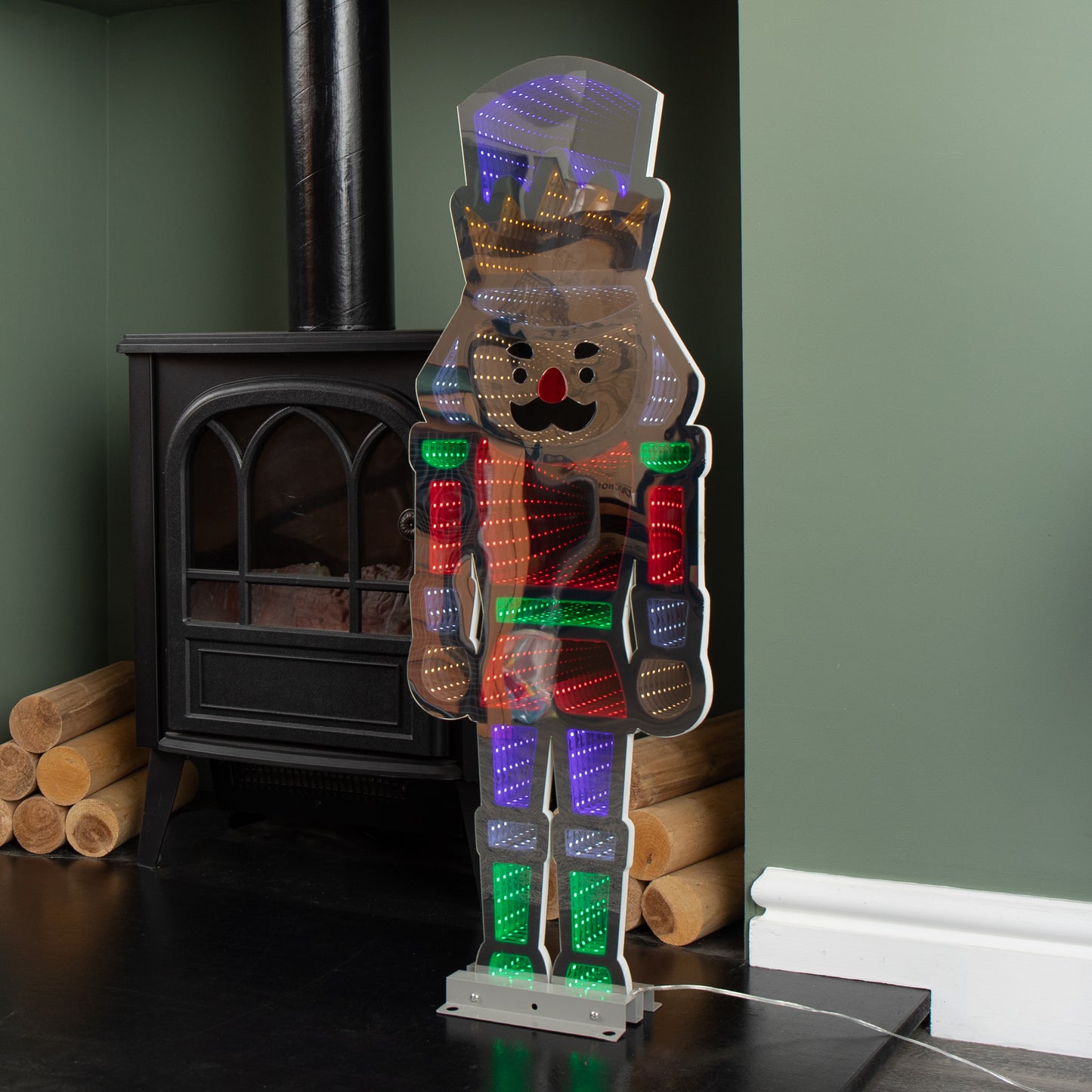 74cm LED Infinity Light Nutcracker - Red, Blue & Green