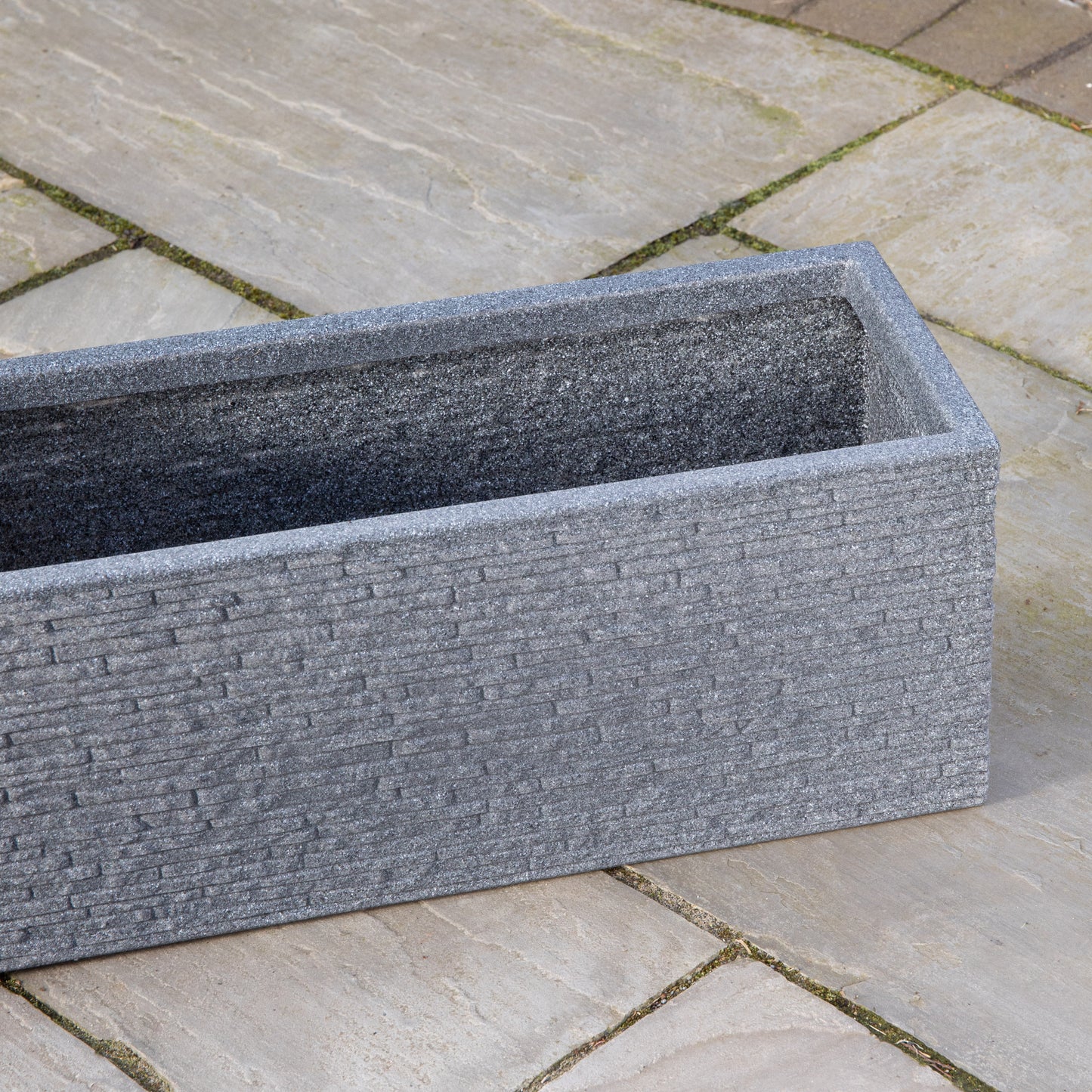 25cm Plastic Ash Grey Slate Effect Garden Patio Trough