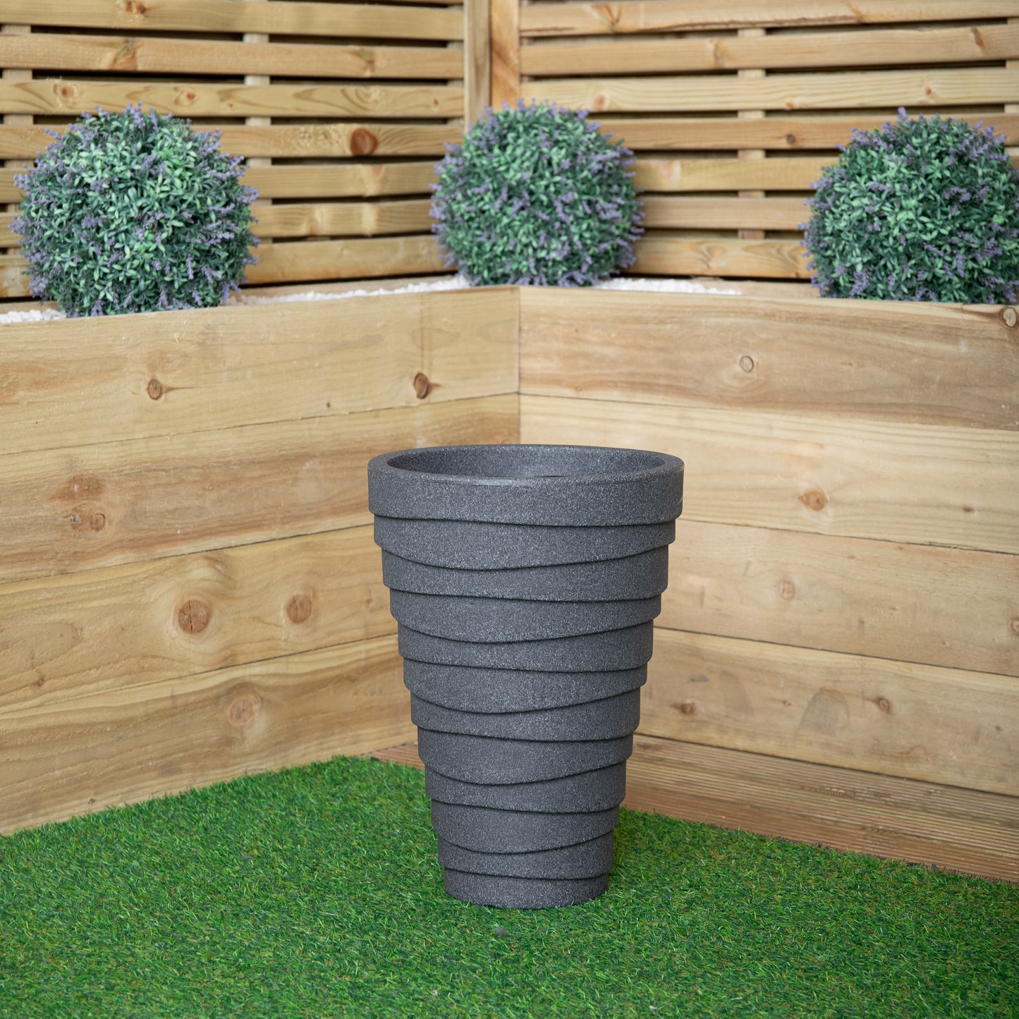 33cm Large Trojan Garden Plant Pot in Dark Grey