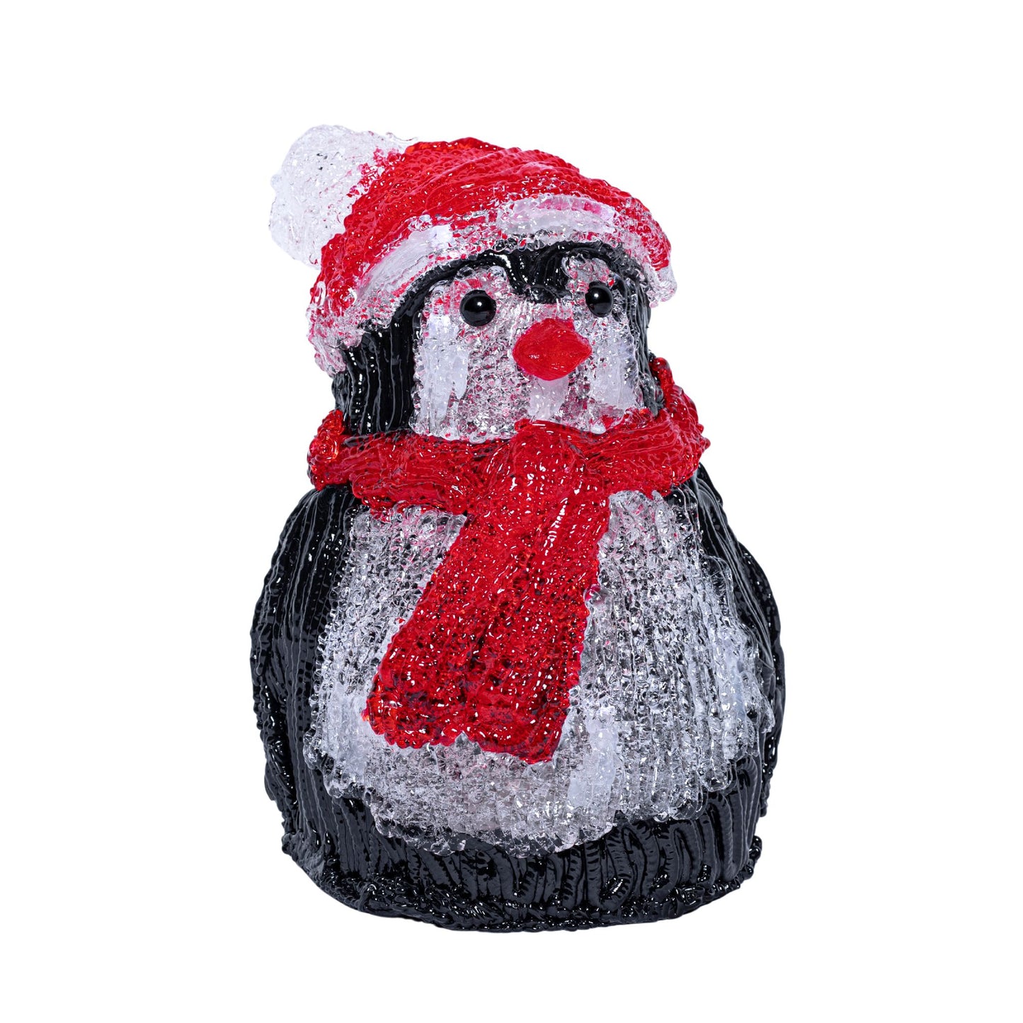 20cm Battery Operated Light up Acrylic Christmas Penguin Decoration with 16 Ice White LEDs