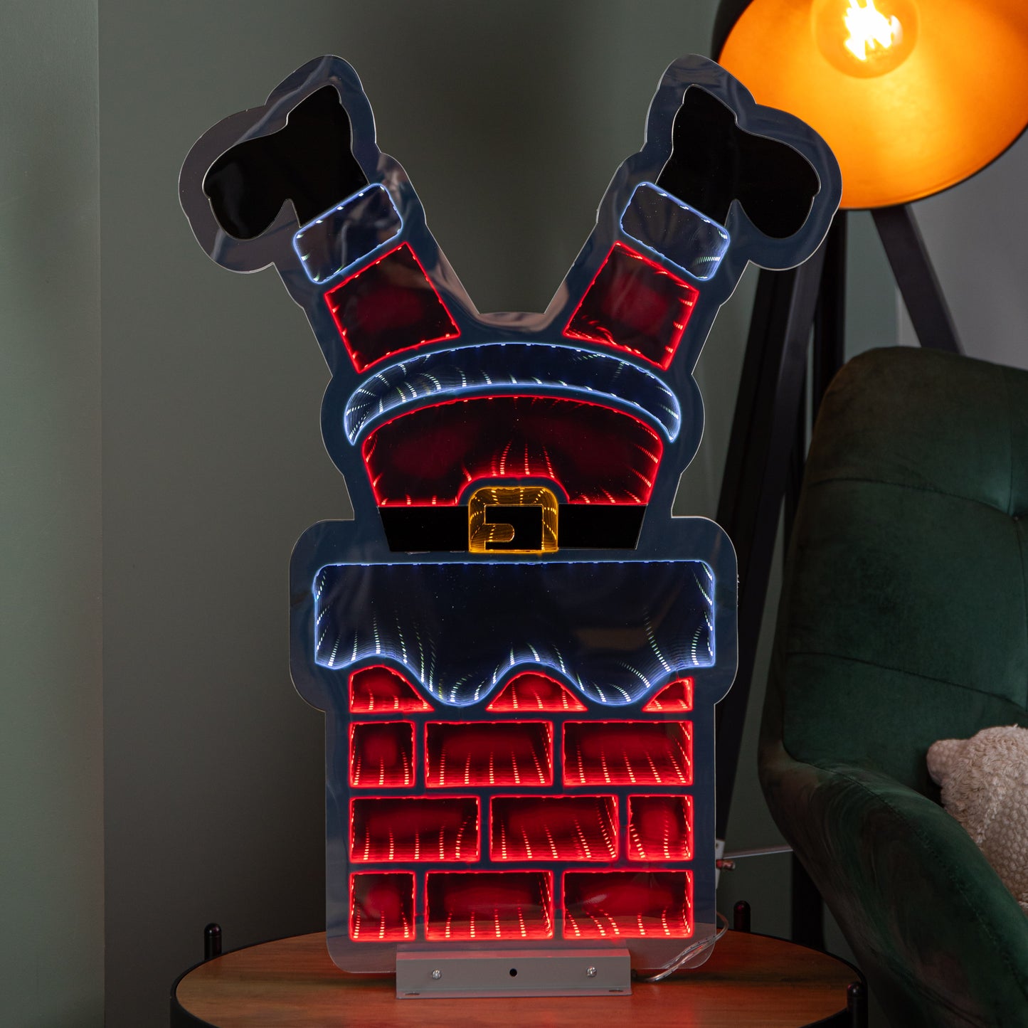 60cm Light up Santa's Leg in Chimney Christmas Infinity Decoration with LEDs