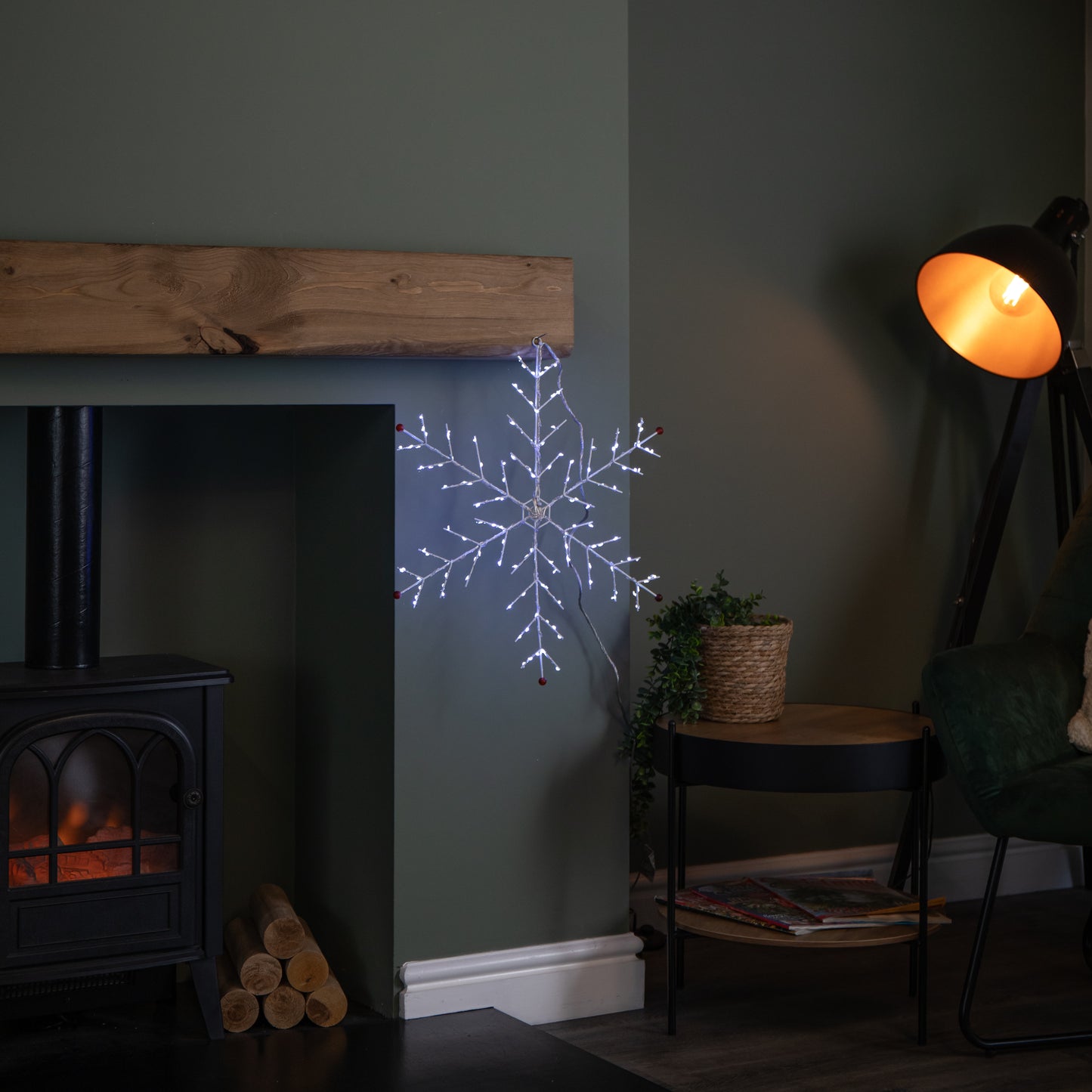 50 x 50cm Light up Metal Christmas Snowflake with 132 Multi-Action White LEDs