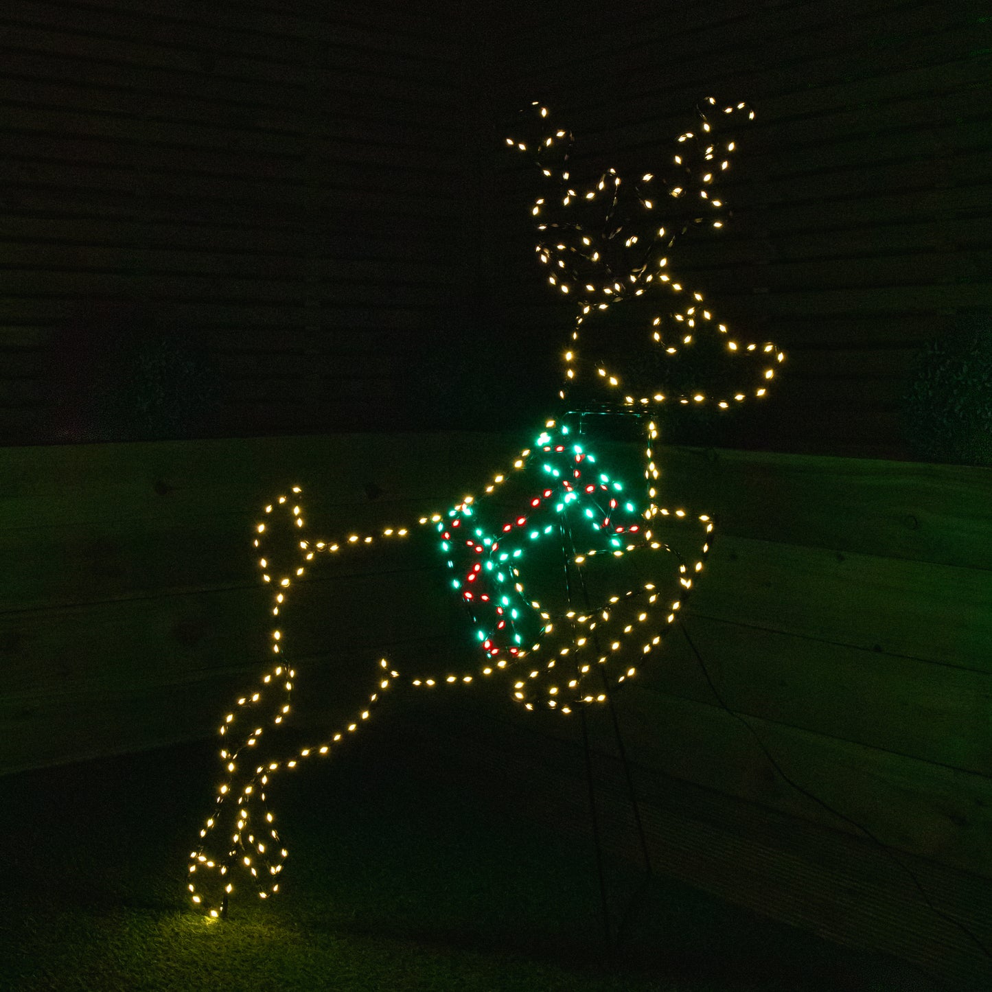 1.1m x 73cm Light up Prancing Christmas Reindeer with 350 Multi-Coloured LEDs