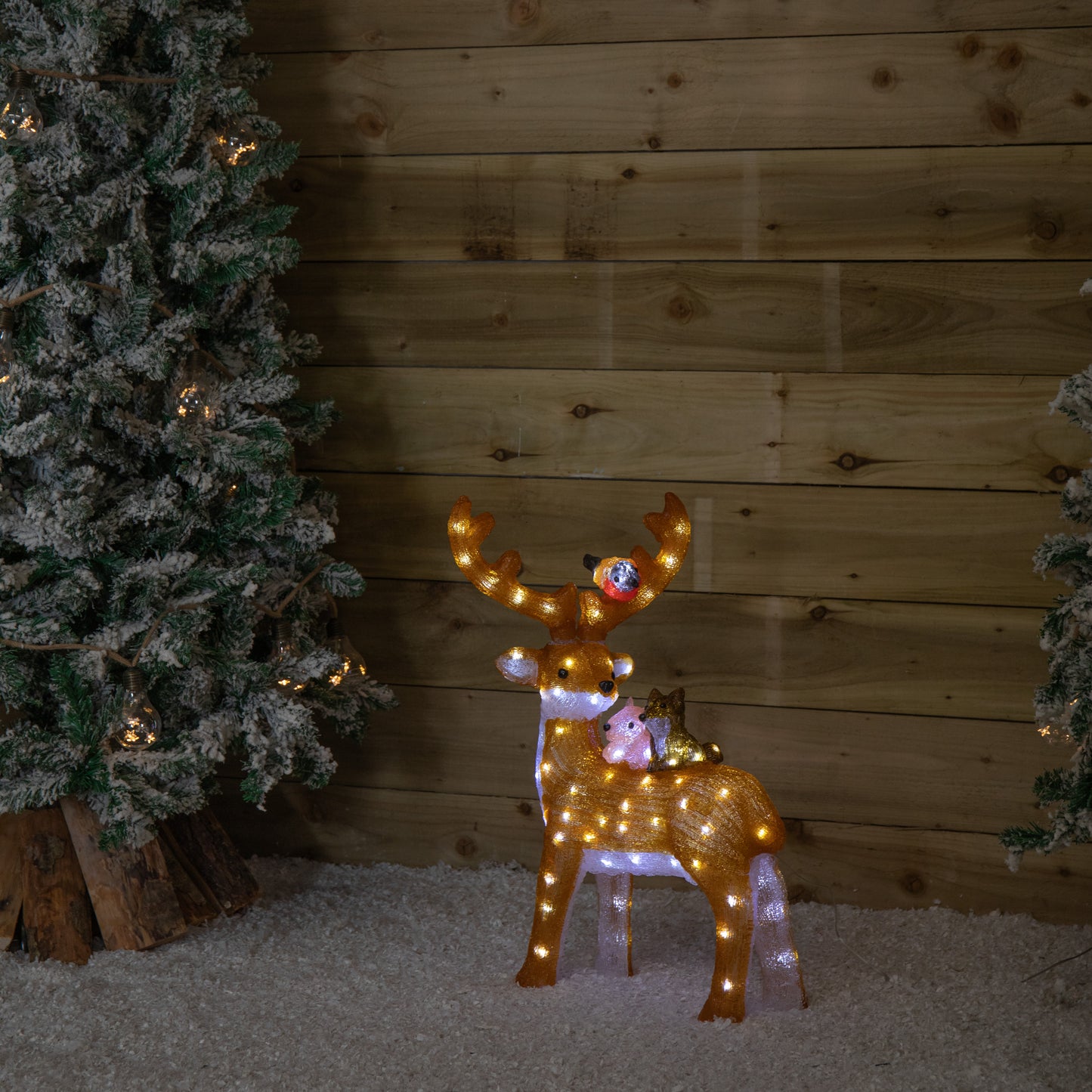 60cm Light up Acrylic Standing Christmas Deer with Animals and 80 Warm White LEDs