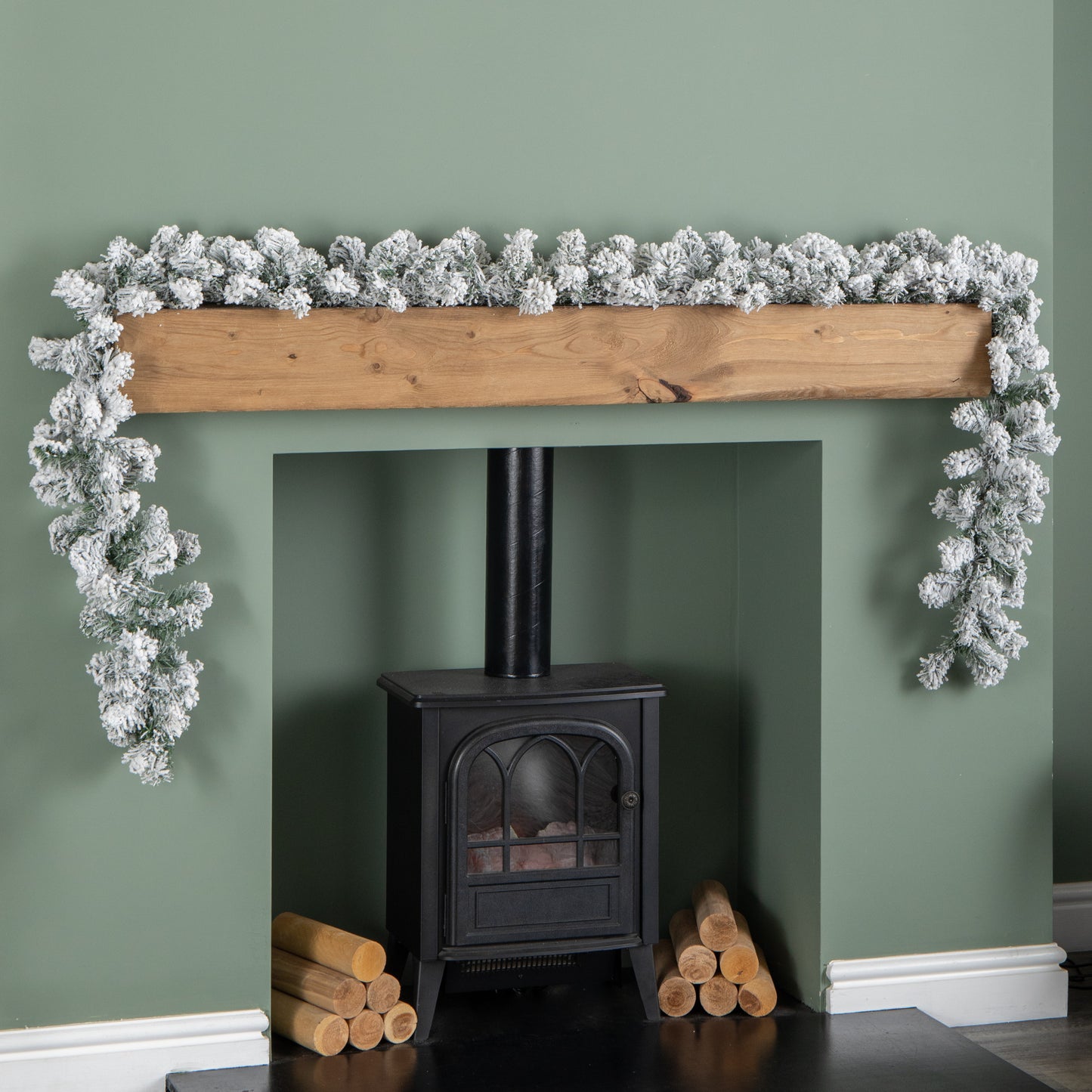 2.7m Imperial Snowy Christmas Garland with 180 Tips