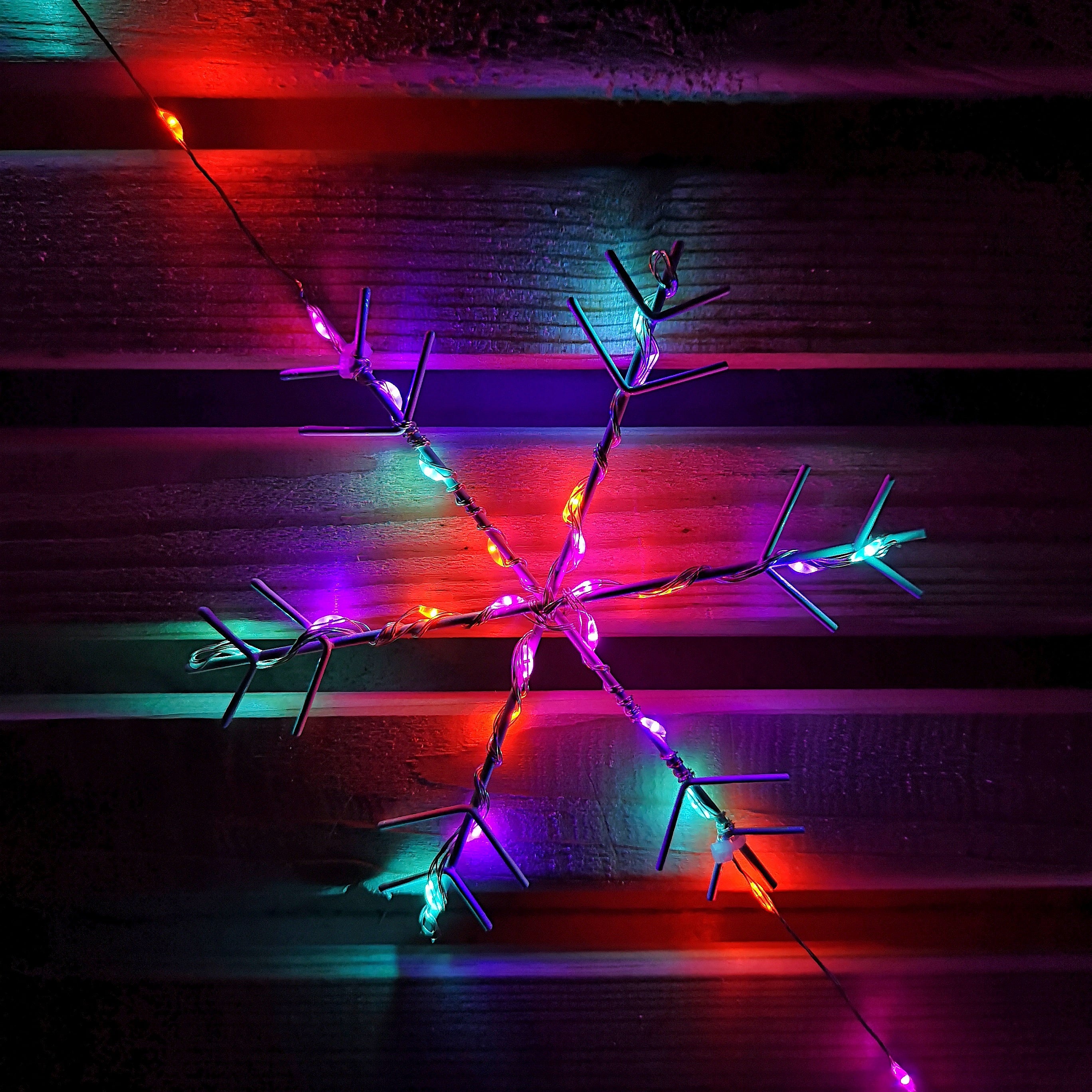 2.6m Set of 10 Snowflake Curtain Lights 258 Rainbow LEDs MicroBrights String Lights