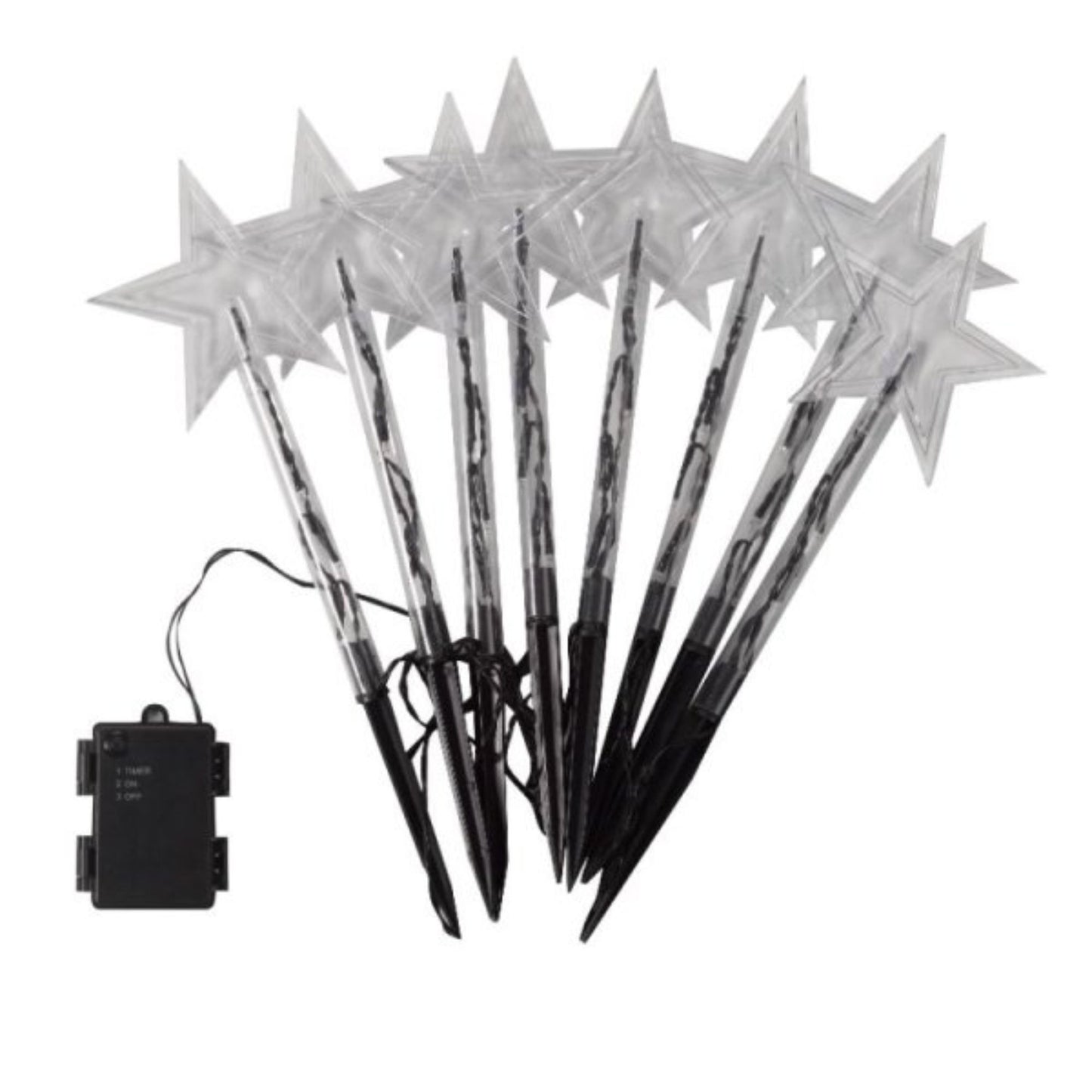 Set of 8 Battery Operated LED Multi Coloured Star Path Lights Christmas Decoration with Timer