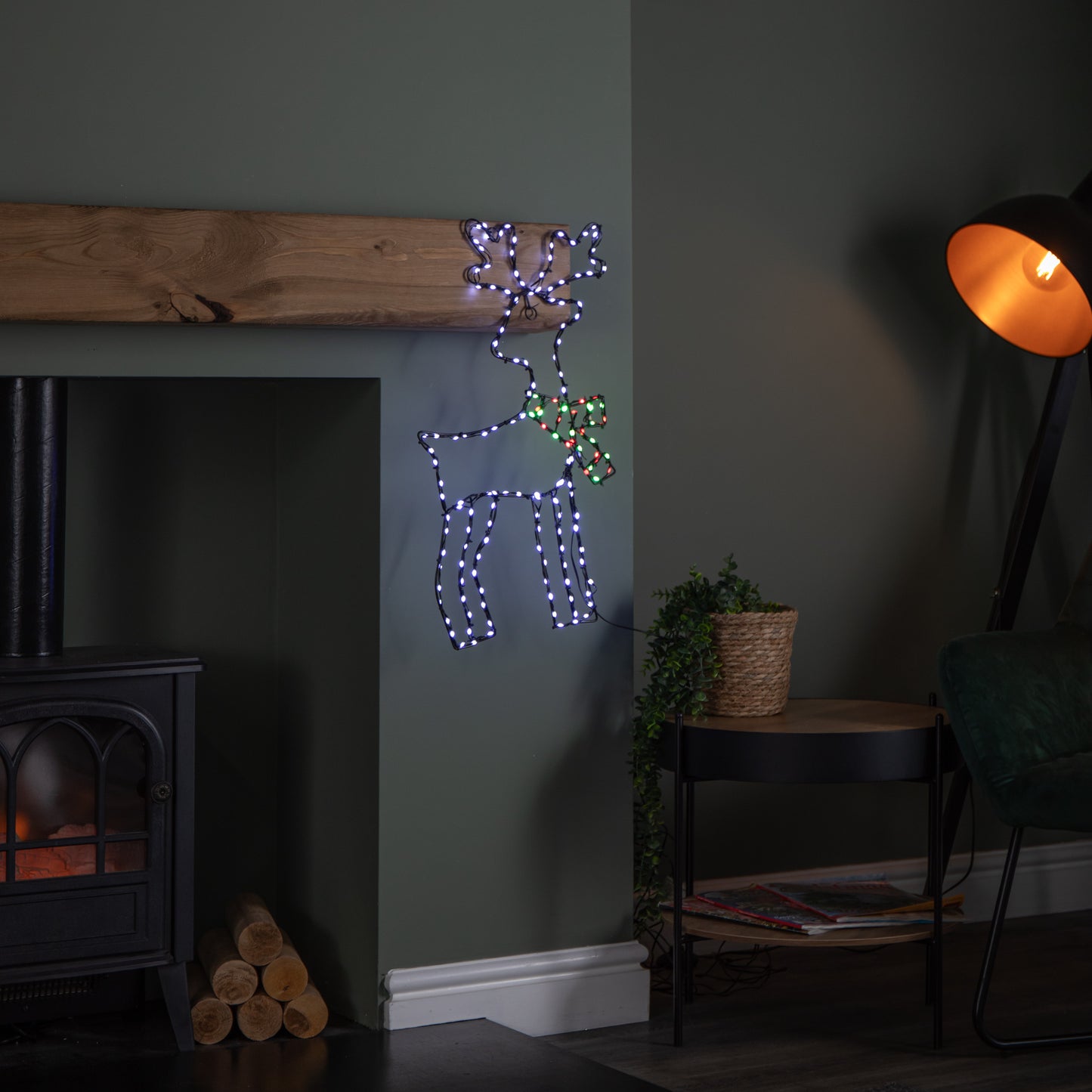 60cm x 33cm Light up FlexiBrights Reindeer Snowman with 164 Multi-Coloured LEDs