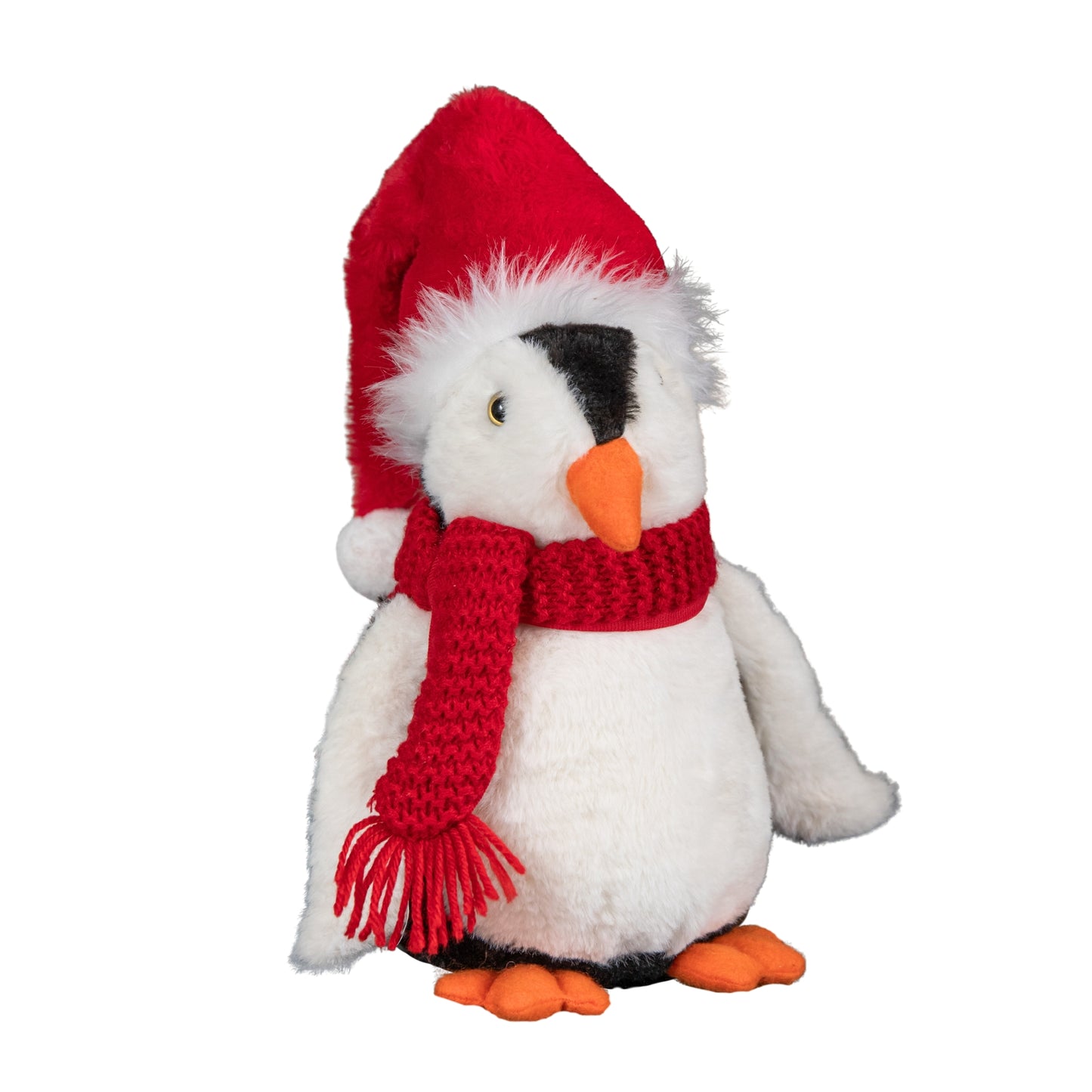 30cm Soft Cuddly Puppa Penguin Christmas Decoration with Santa Hat