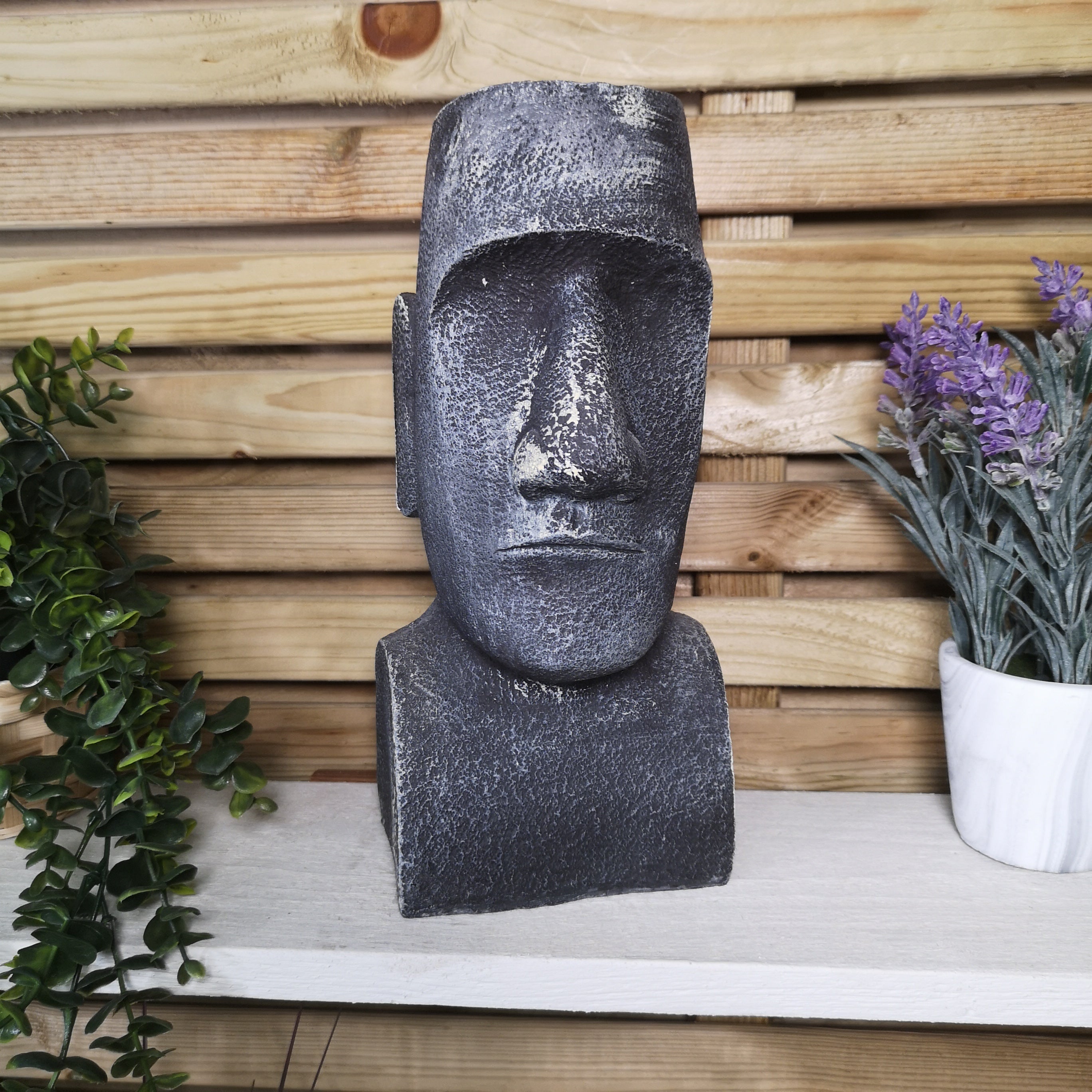 30cm Easter Island Head Sculpture Garden Patio Decoration 