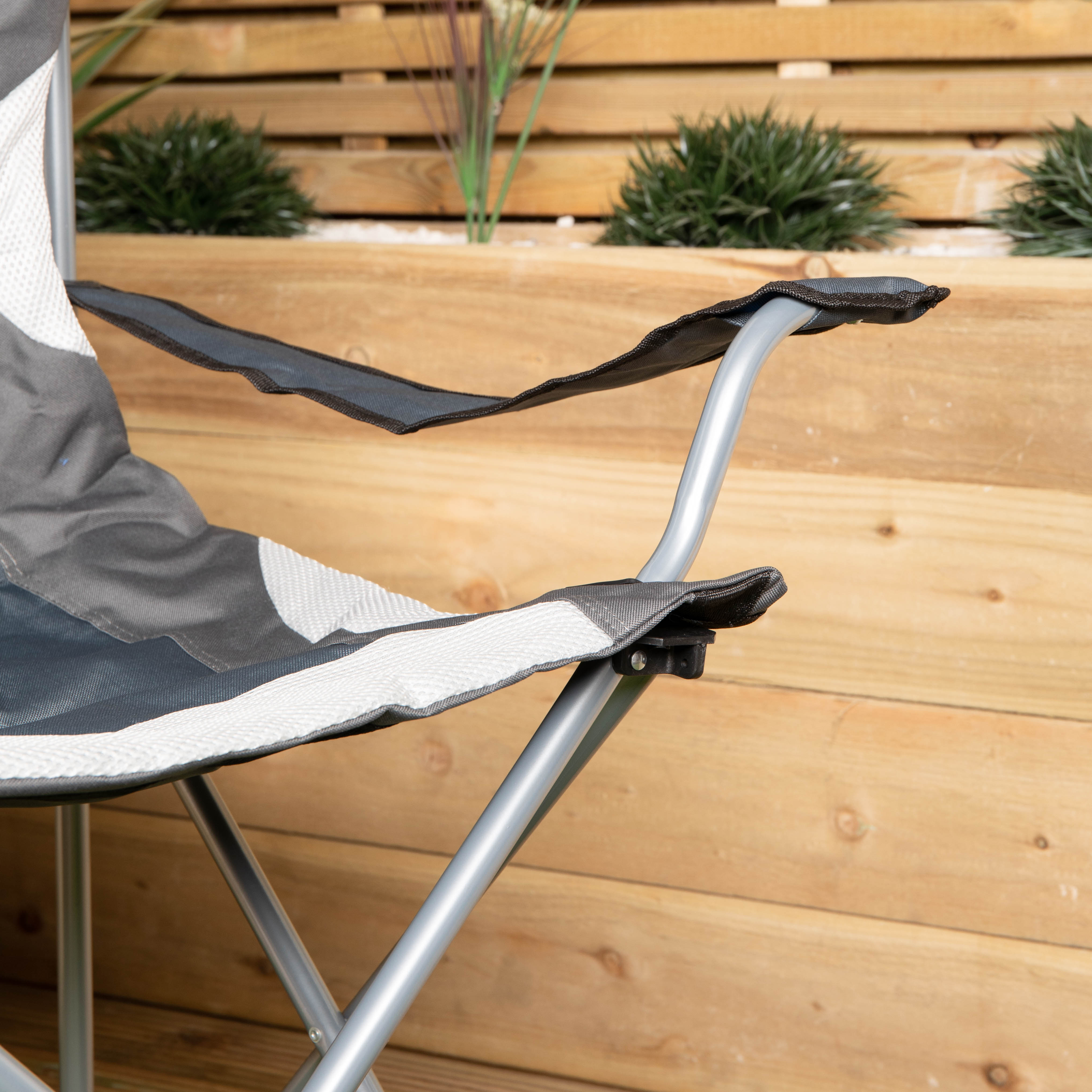 Berkley Folding Lightweight Padded High Back Relaxer Camping Chair in Slate Grey
