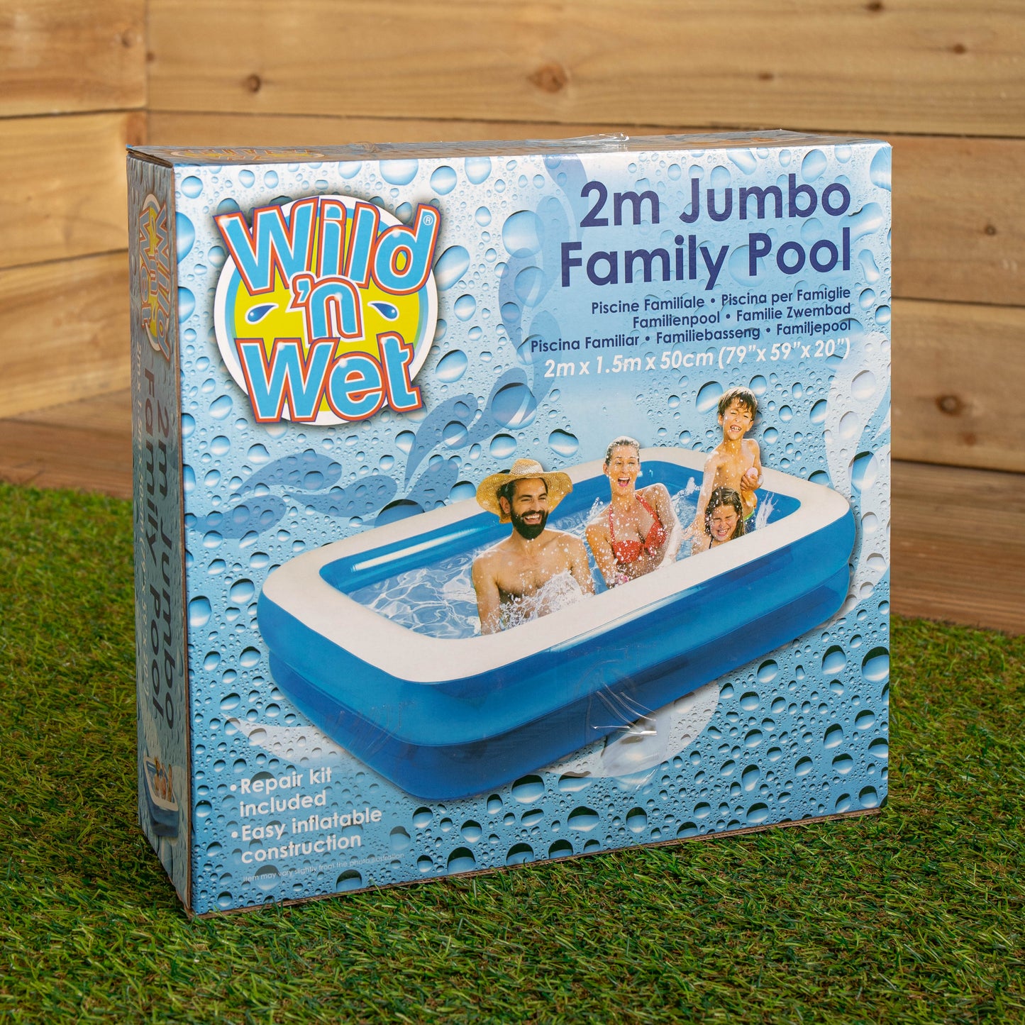 2m x 1.5m Jumbo Rectangular Inflatable Family Paddling Pool