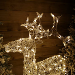 116cm Soft Acrylic Flashing LED Reindeer Christmas Decoration with Timer in Warm White