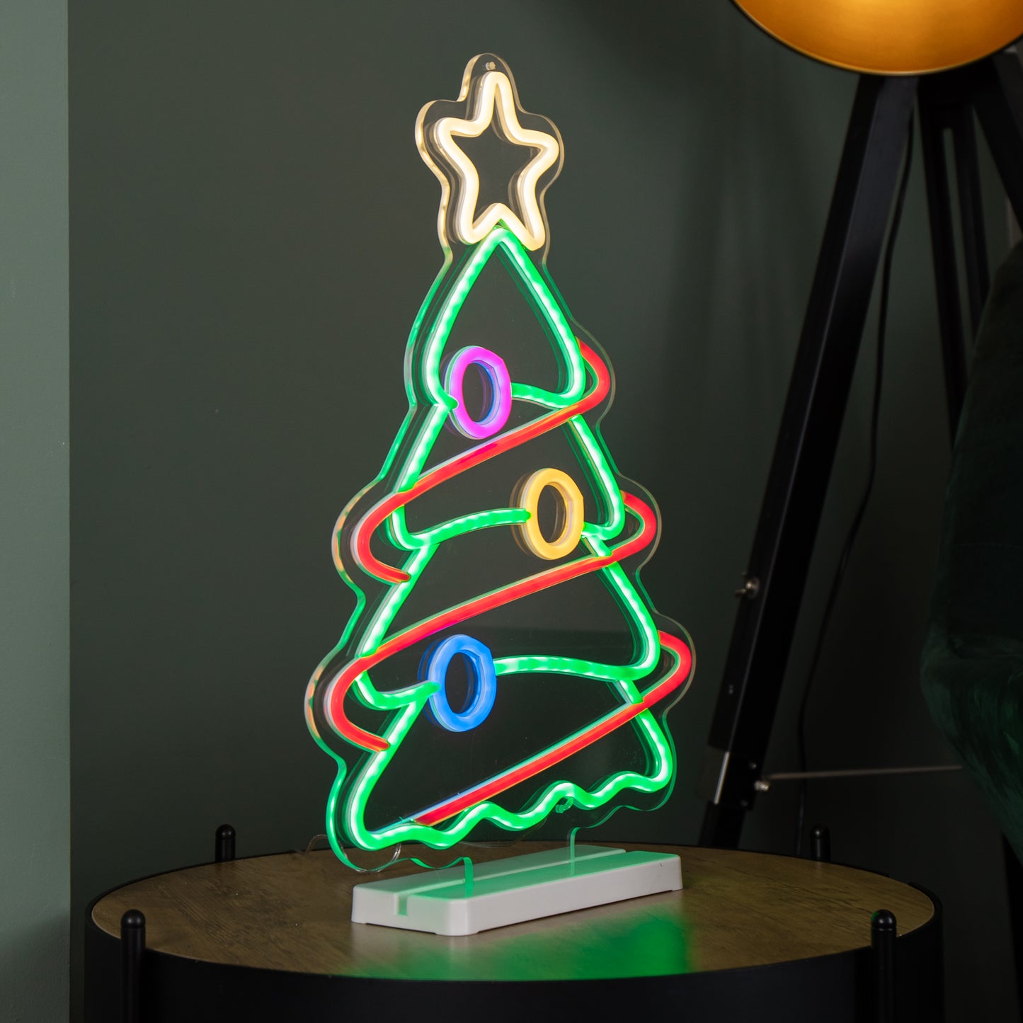 45cm Light up Neon Effect Christmas Tree with Base in Multi-Coloured