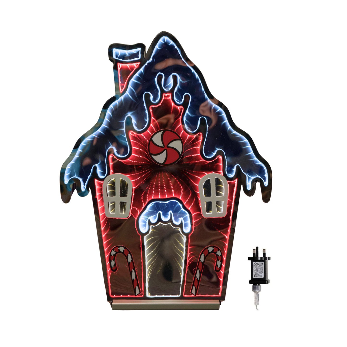 66cm Light up Gingerbread House Christmas Decoration with Red and White LEDs