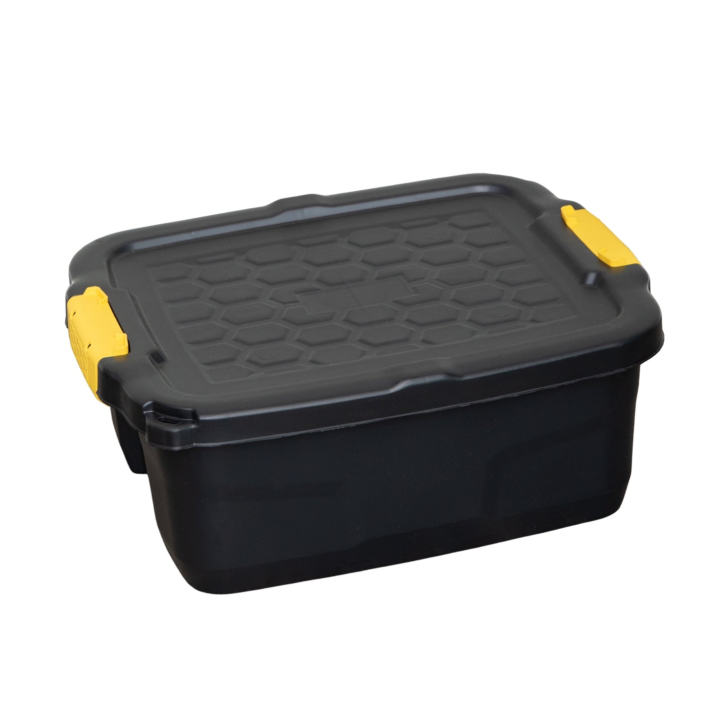 4 x 24L Heavy Duty Lockable & Stackable Storage Tub Chest with Clips in Black