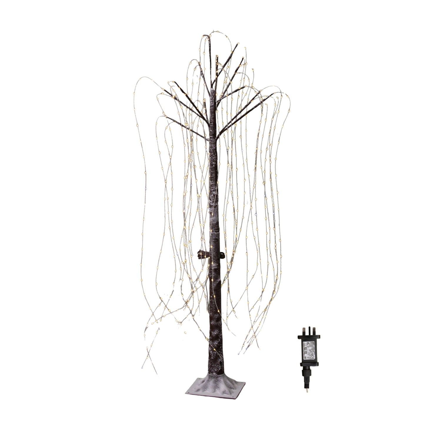 5ft (1.5m) Brown Flocked Christmas Willow Tree with Static & Flashing White Mix LEDs