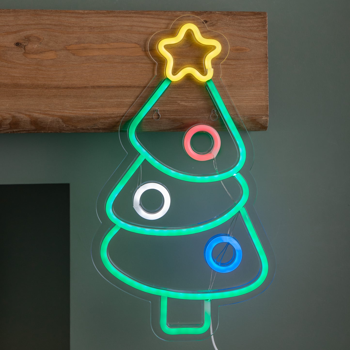 40cm USB Powered Light up Christmas Bauble Tree Neon Sign in Multi-Coloured