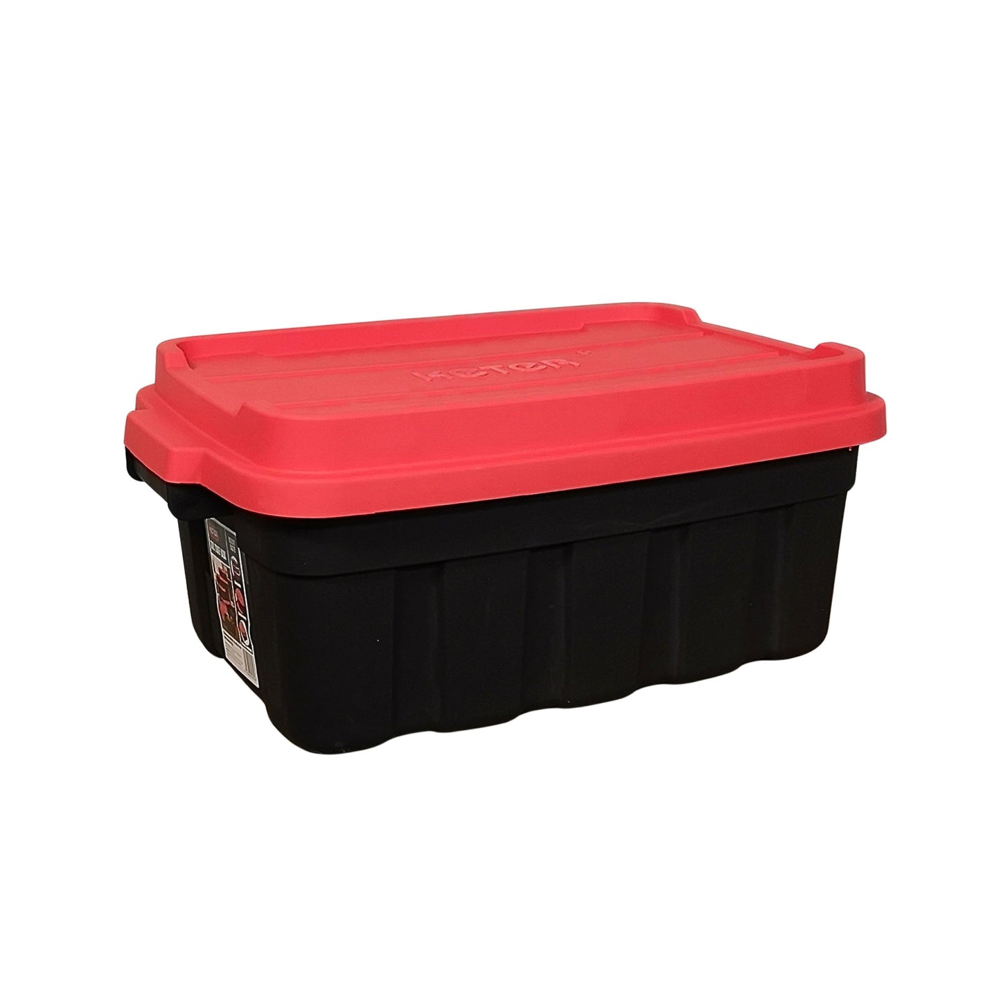 37L Black and Red Tuff Stackable Storage Box with Lid and Carry Handles