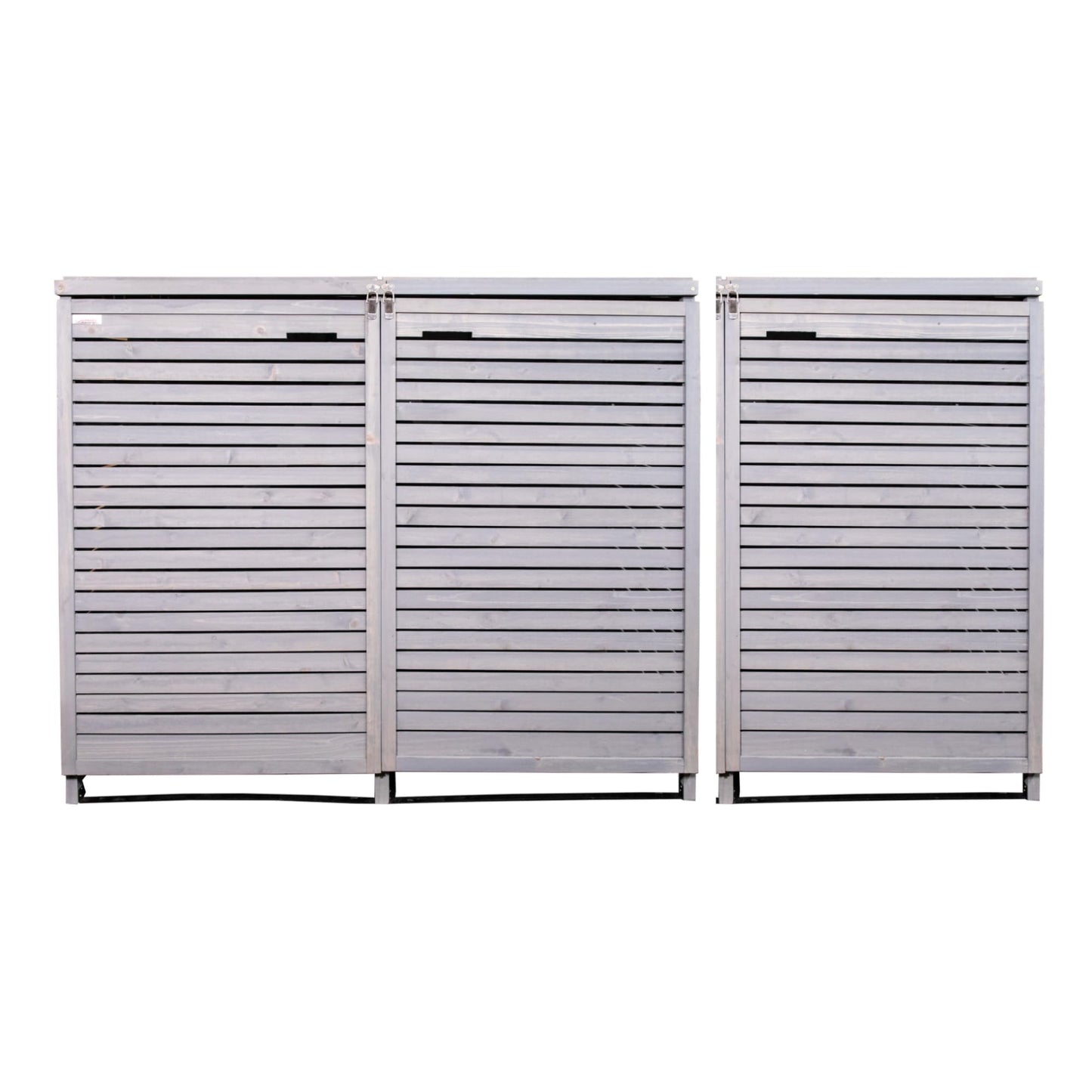 Factory Seconds 2.03m x 1.14m Large Grey Wooden Outdoor Garden Triple Wheelie Bin Store Storage for 3 Bins