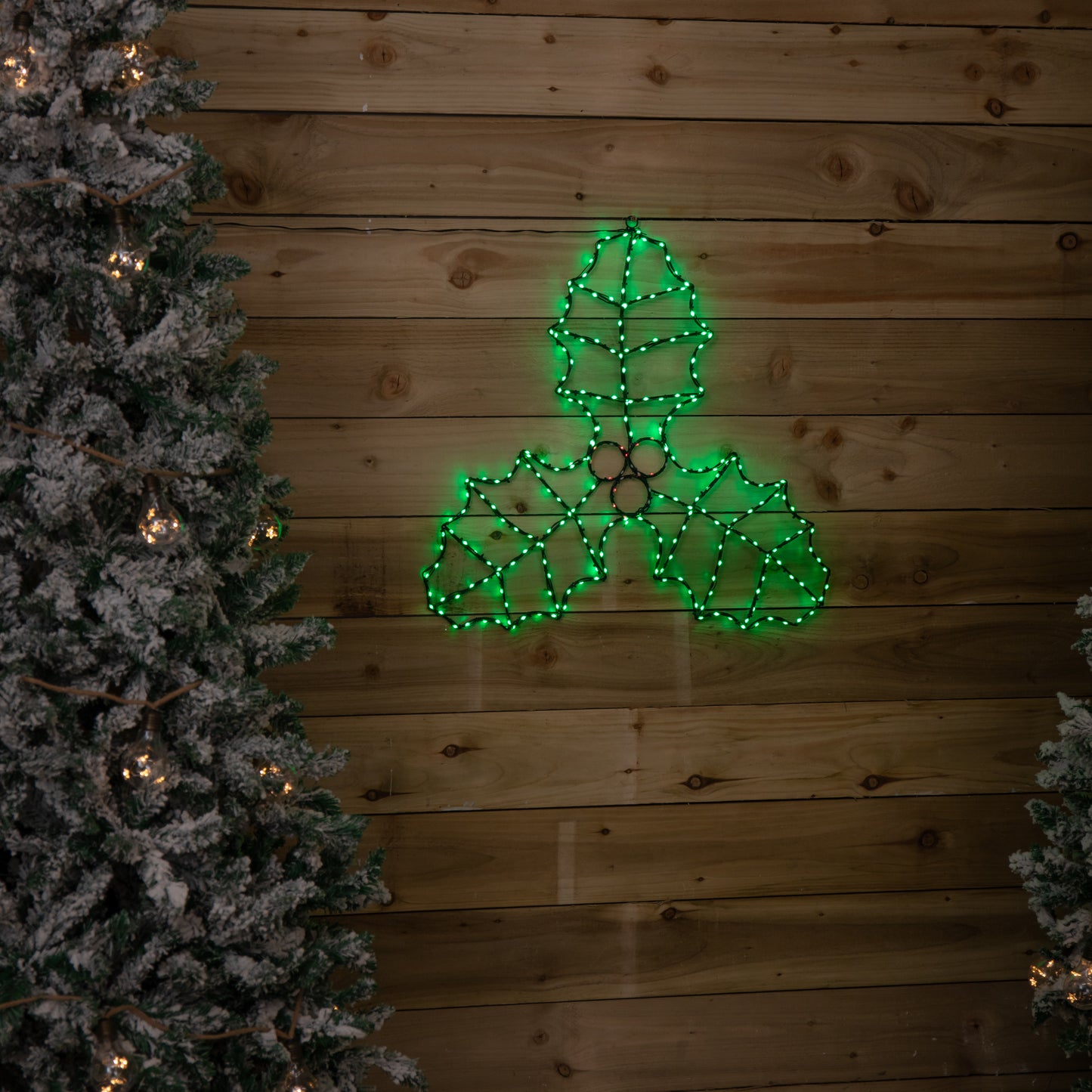 64cm Light up FlexiBrights Christmas Holly and Berries Decoration with 268 Green & Red LEDs