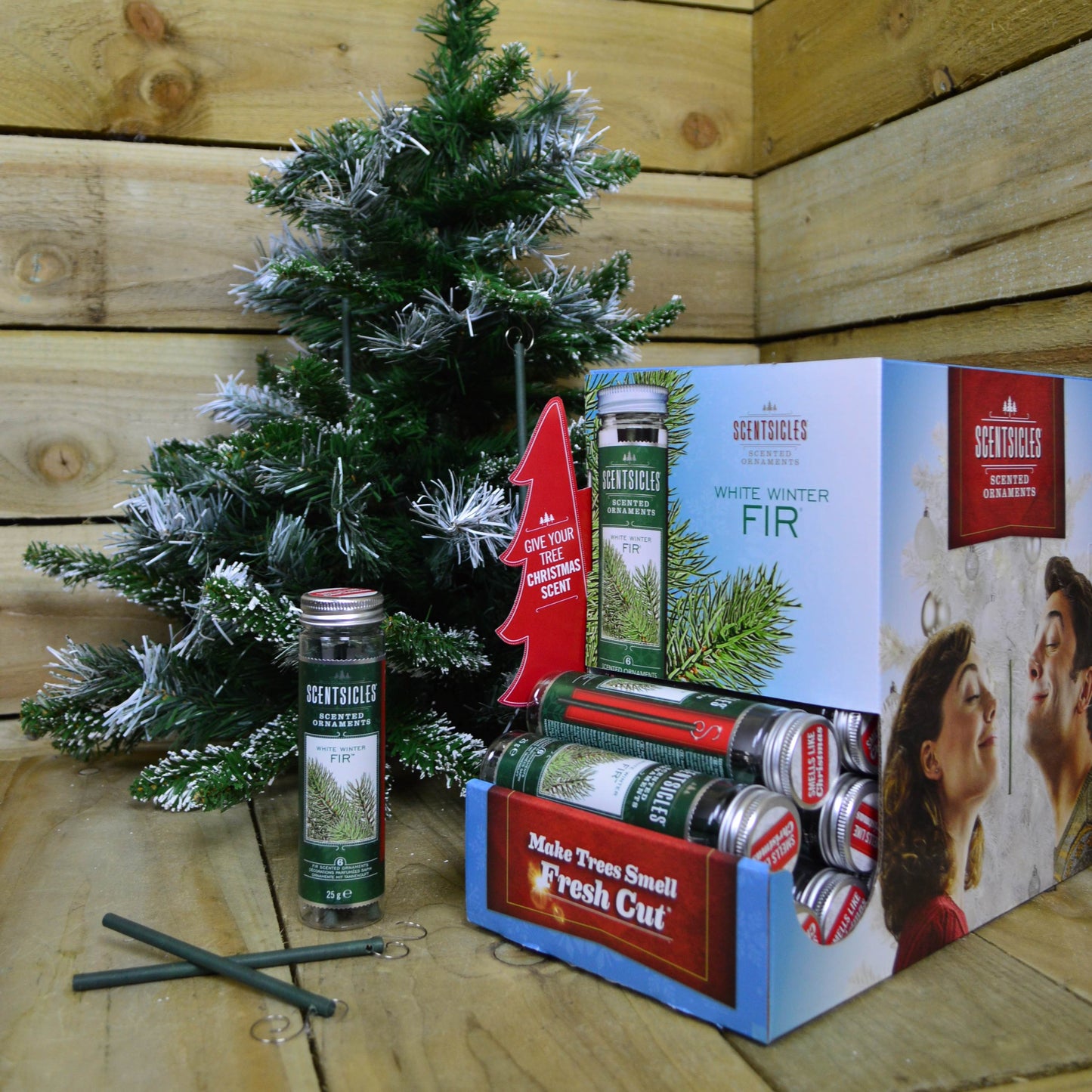 2 PACKS of 6 Scentsicles Scented Hanging Ornaments Sticks - White Winter Fir