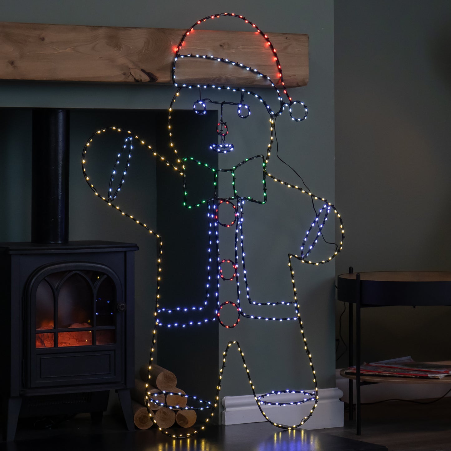 1.2m x 90cm Light up FlexiBright Gingerbread Man Decoration with 456 Twinkling Multi-Coloured LEDs
