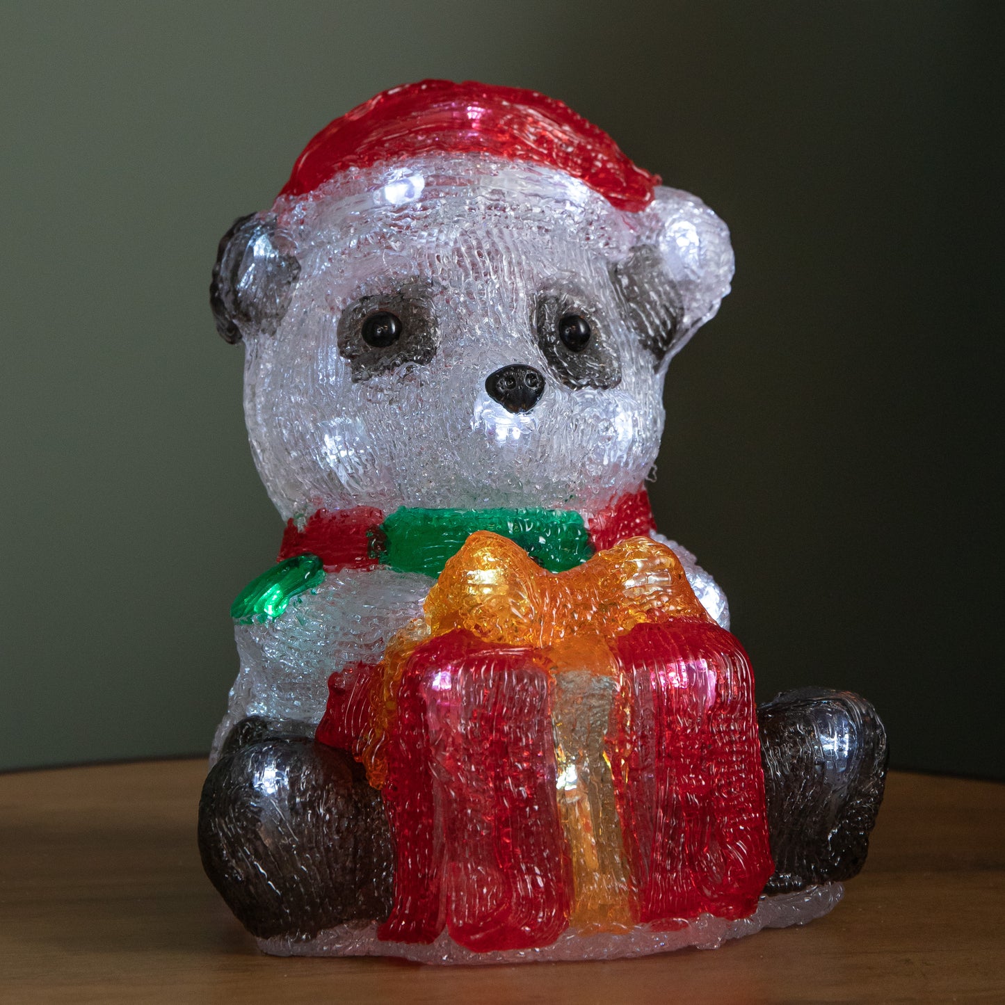 20cm Battery Operated Light up Christmas Ice Panda with 30 Cool White LEDs