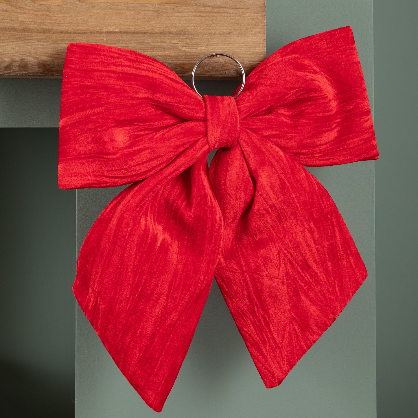 44cm Red Luxurious Velvet Hanging Christmas Bow Decoration
