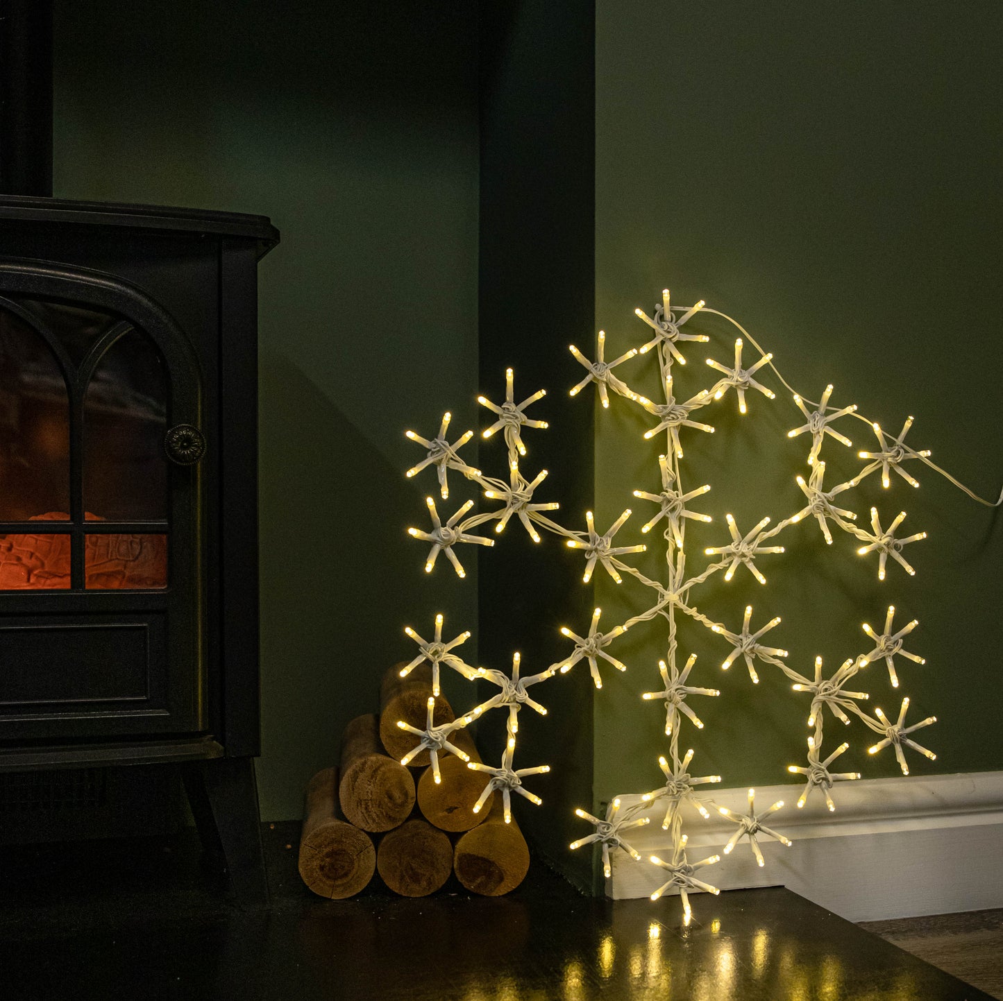 50cm Light up Hanging Christmas Snowflake with 180 Multi-Action Warm White LEDs