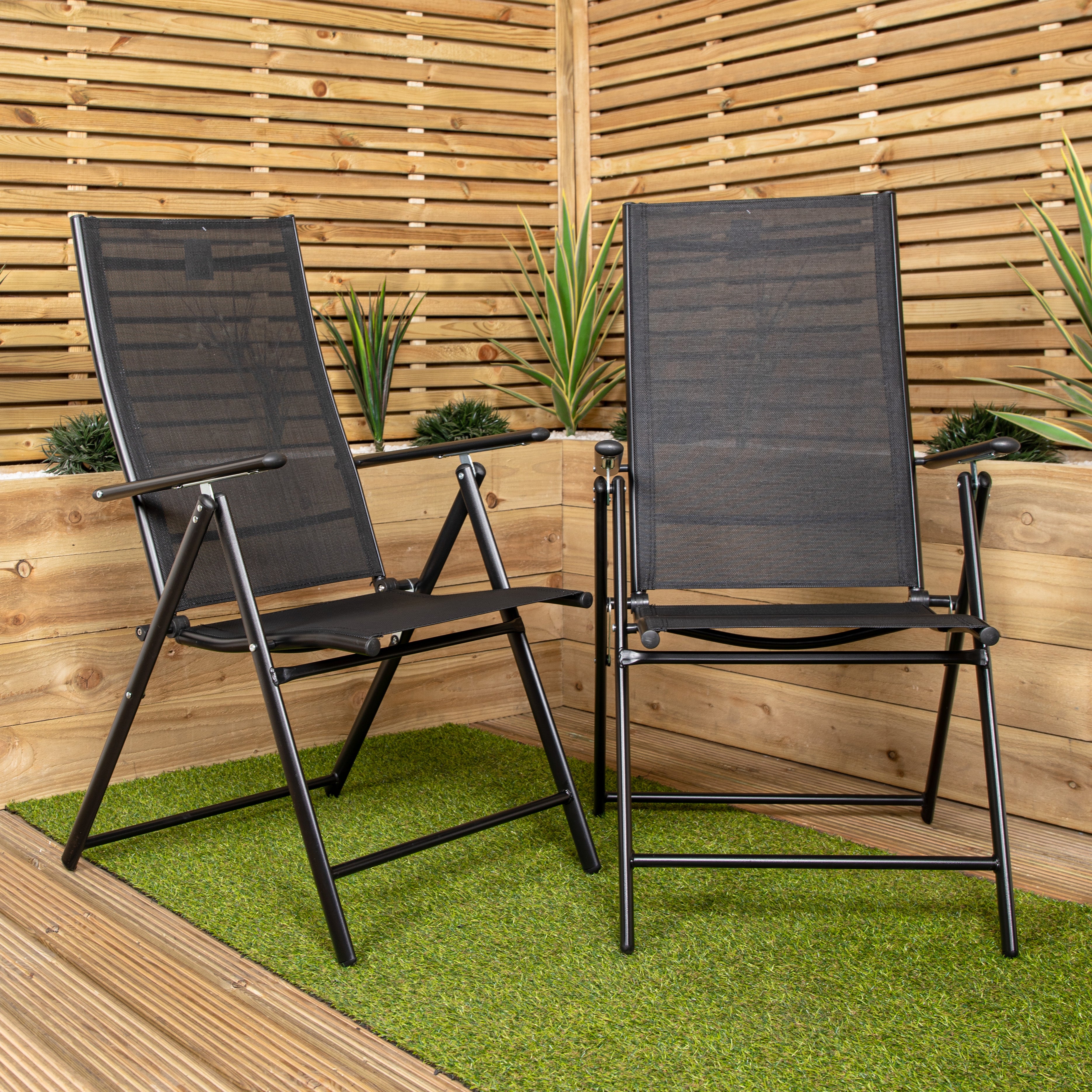 x Multi Position High Back Reclining Garden Outdoor Folding Chair