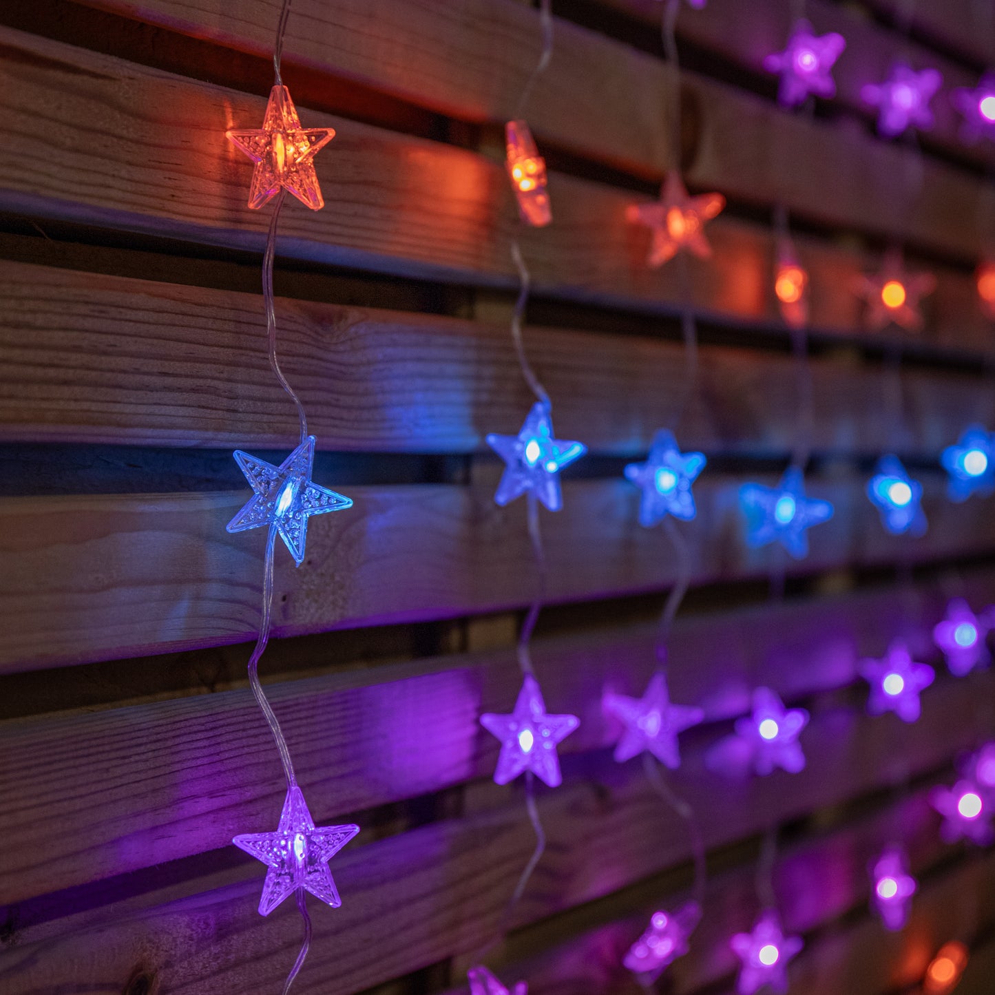 1.2 x 1.2m Light up Christmas Star Curtain Lights with 108 Rainbow LEDs
