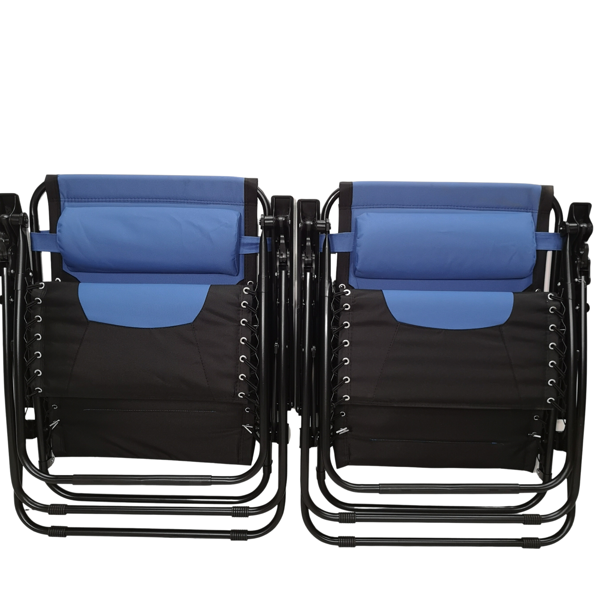 Set of 2 Luxury Padded Multi Position Zero Gravity Garden Relaxer Chair Lounger in Blue & Black