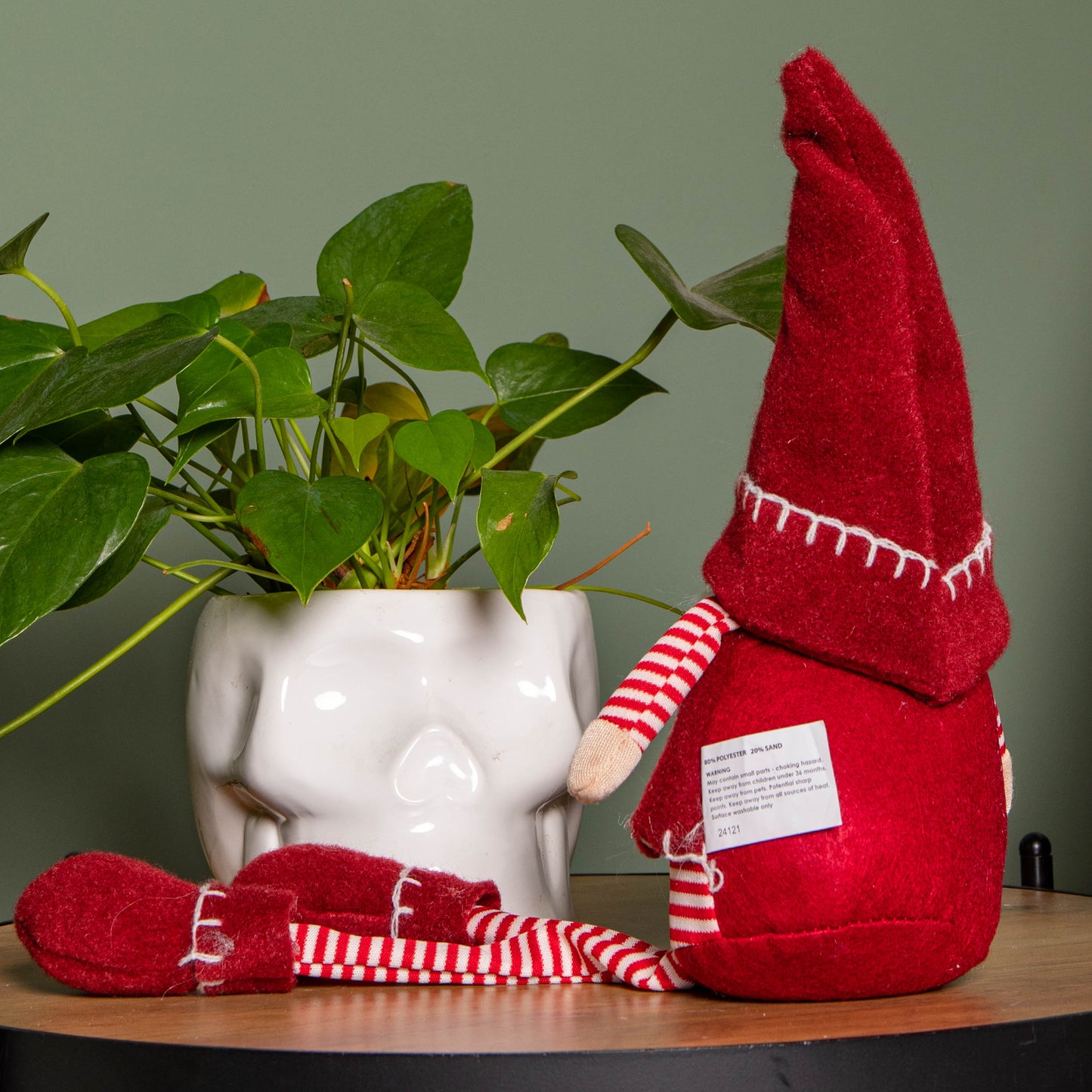 50cm Red and White Stripe Sitting Christmas Gonk Decoration with Dangly Legs