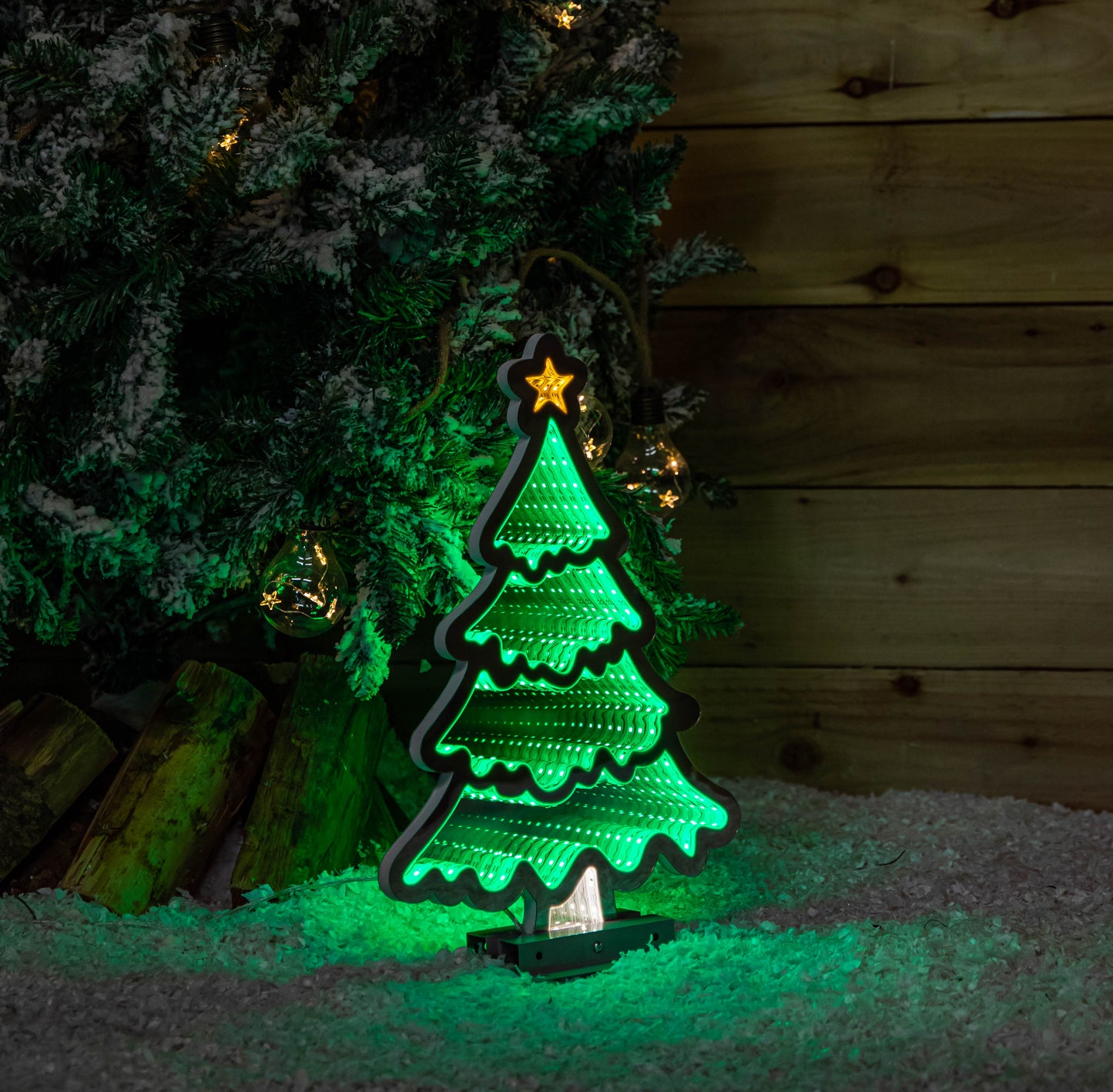 40cm Infinity Standing Christmas Tree with Metal Base and Green LEDs