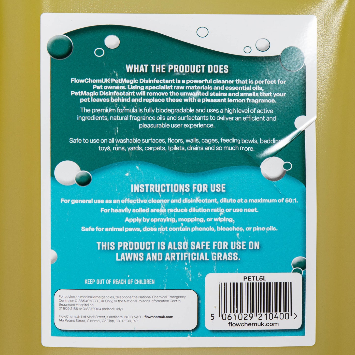 5 Litre Lemon Scented Pet Disinfectant Cleaner