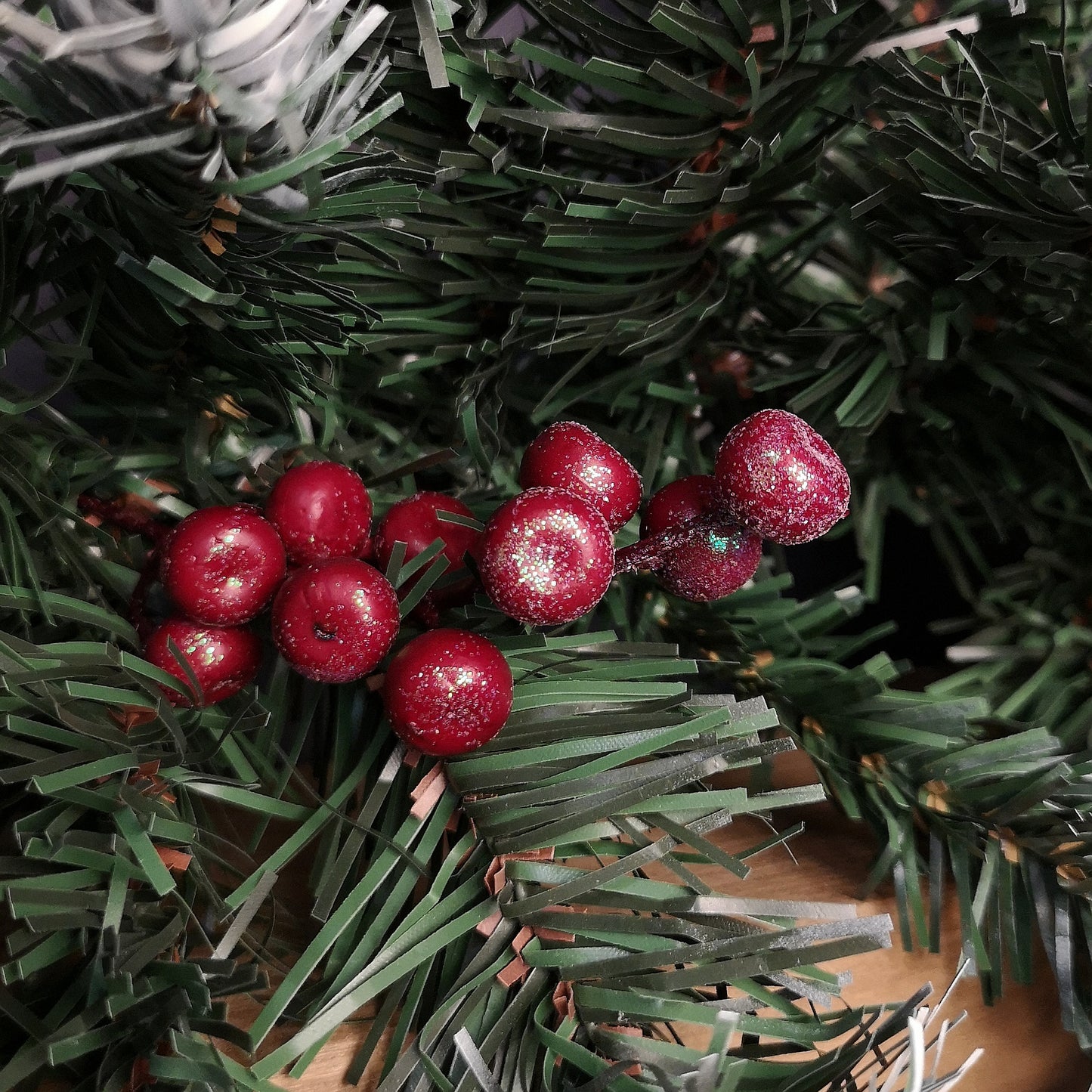 2.7m Green Mixed Needle Christmas Garland with Pine Cones and Red Berries