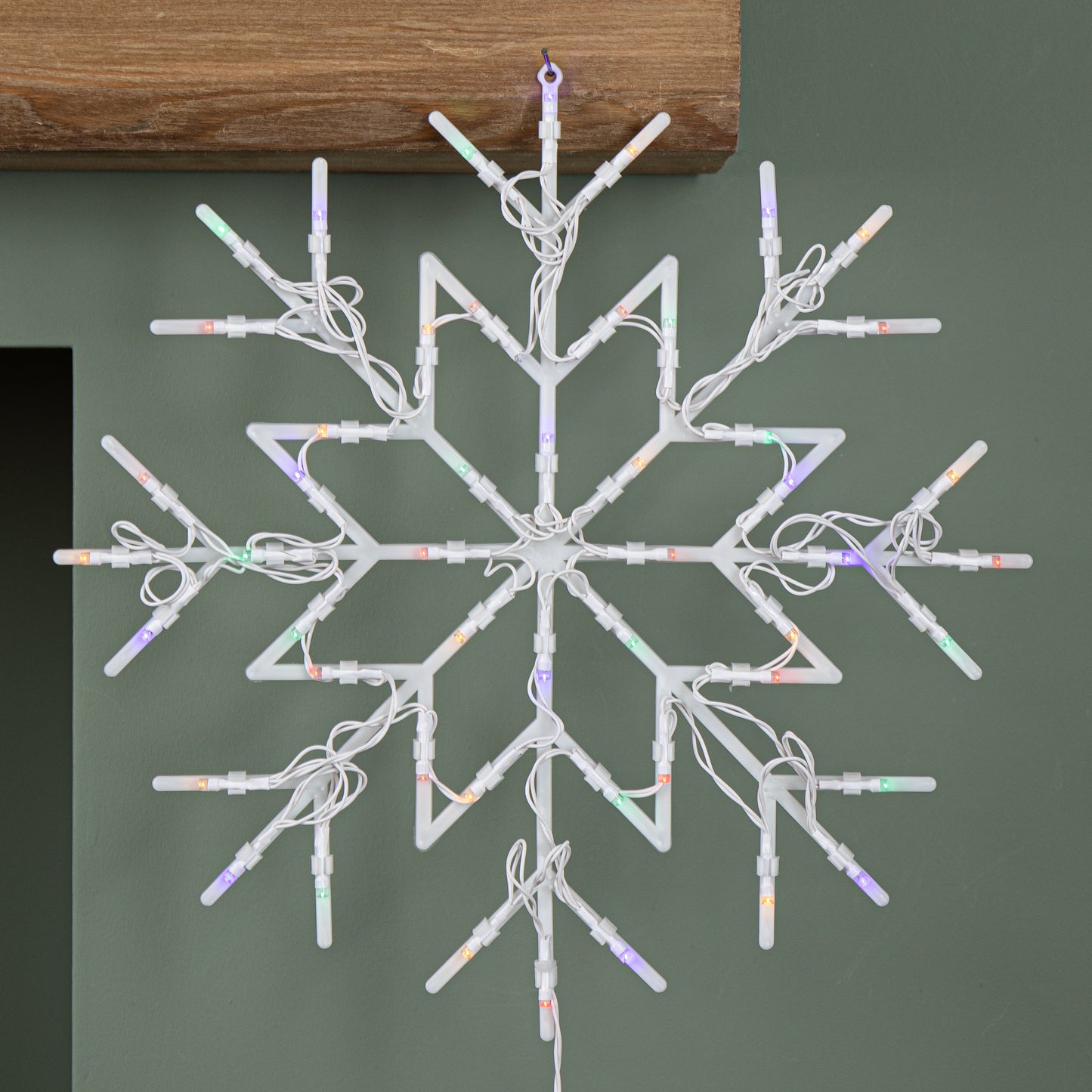 34cm Battery Operated Light up Christmas Snowflake with 50 Multi-Coloured LEDs