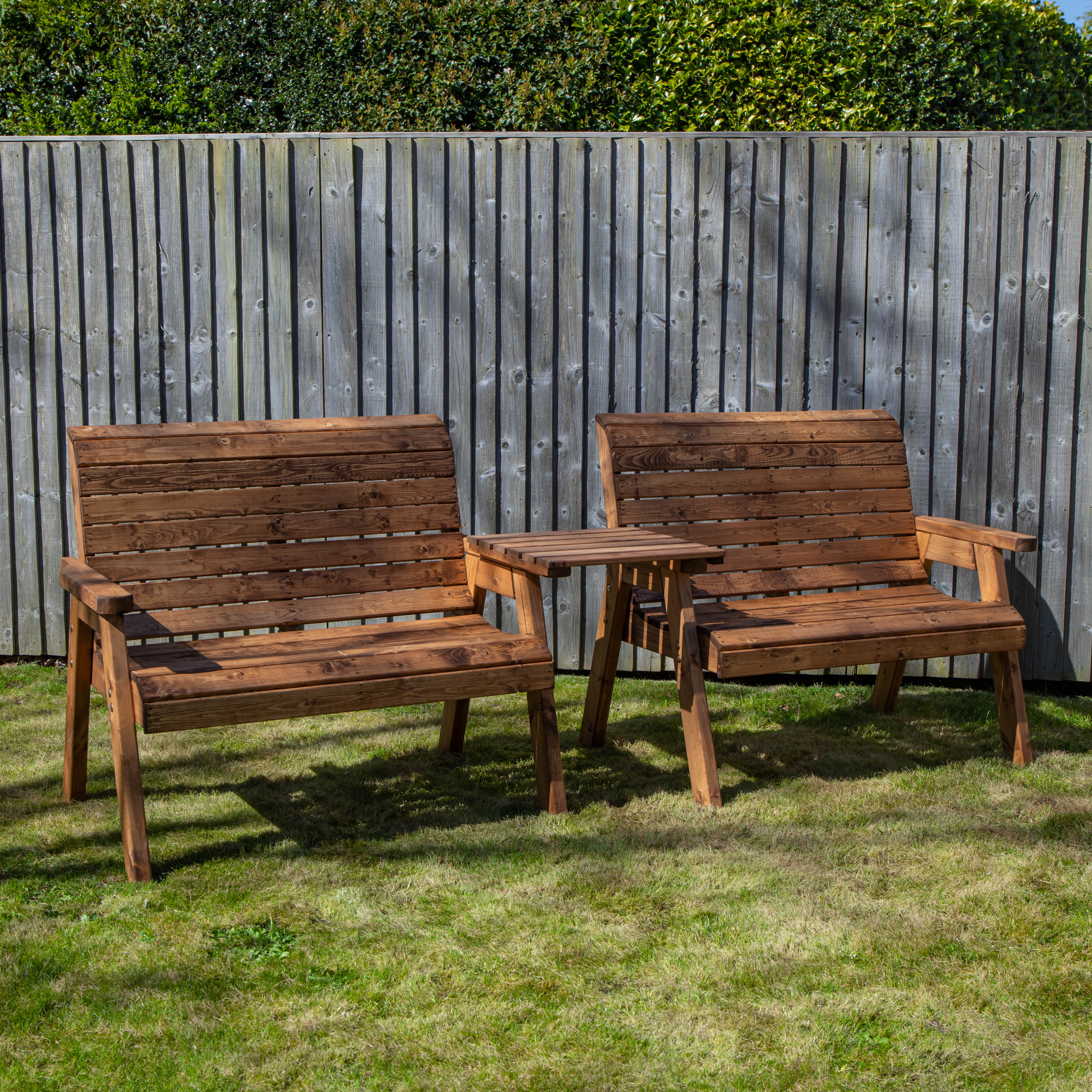 Hand Made 4 Seater Chunky Rustic Wooden Furniture 2 Benches & Straight Tray