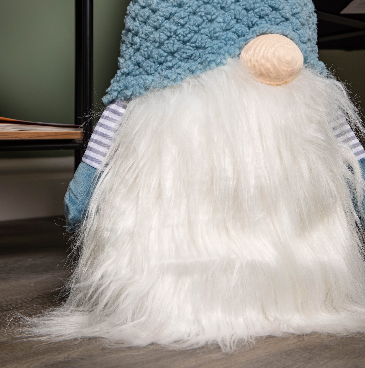 65cm Blue Sitting Christmas Gonk Decoration with Knitted Hat