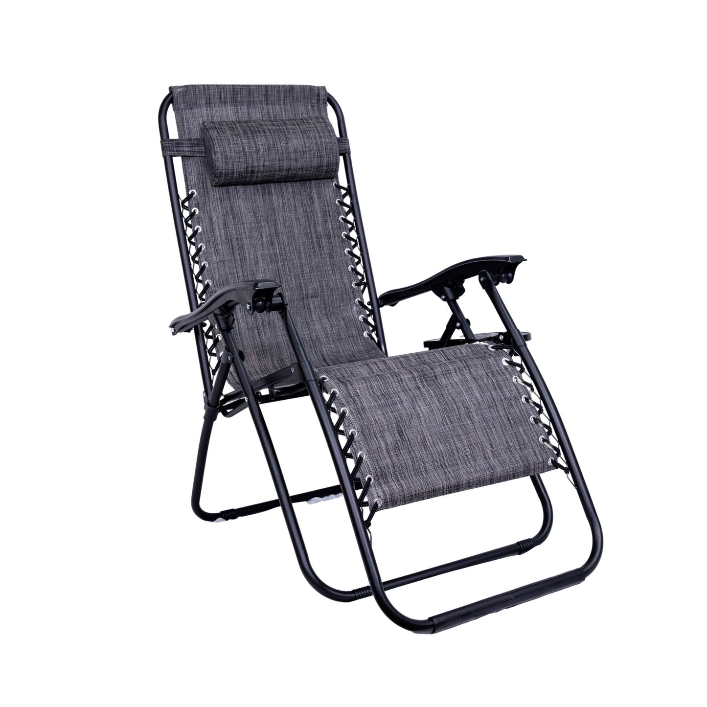 Multi Position Garden Zero Gravity Relaxer Chair Sun Lounger in Mixed Grey