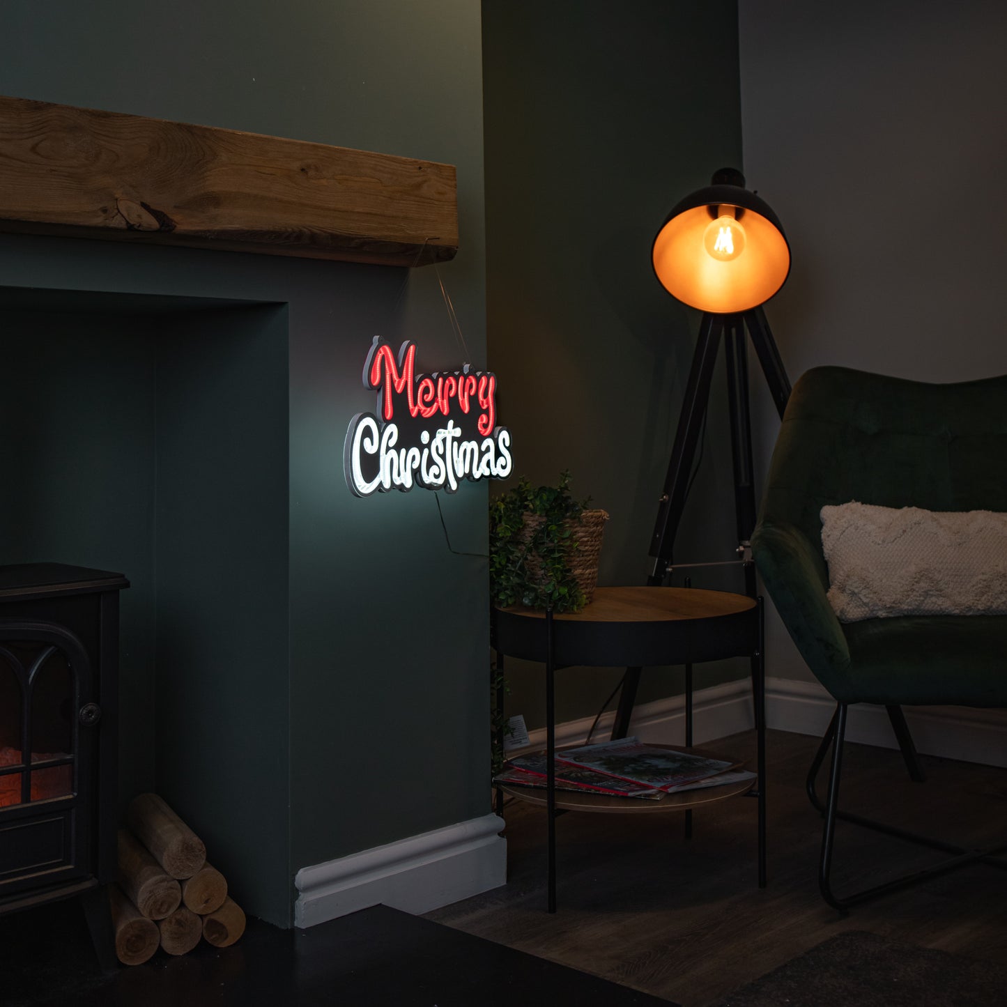 40cm Light up Hanging Merry Christmas Infinity Mirror Decoration with LEDs