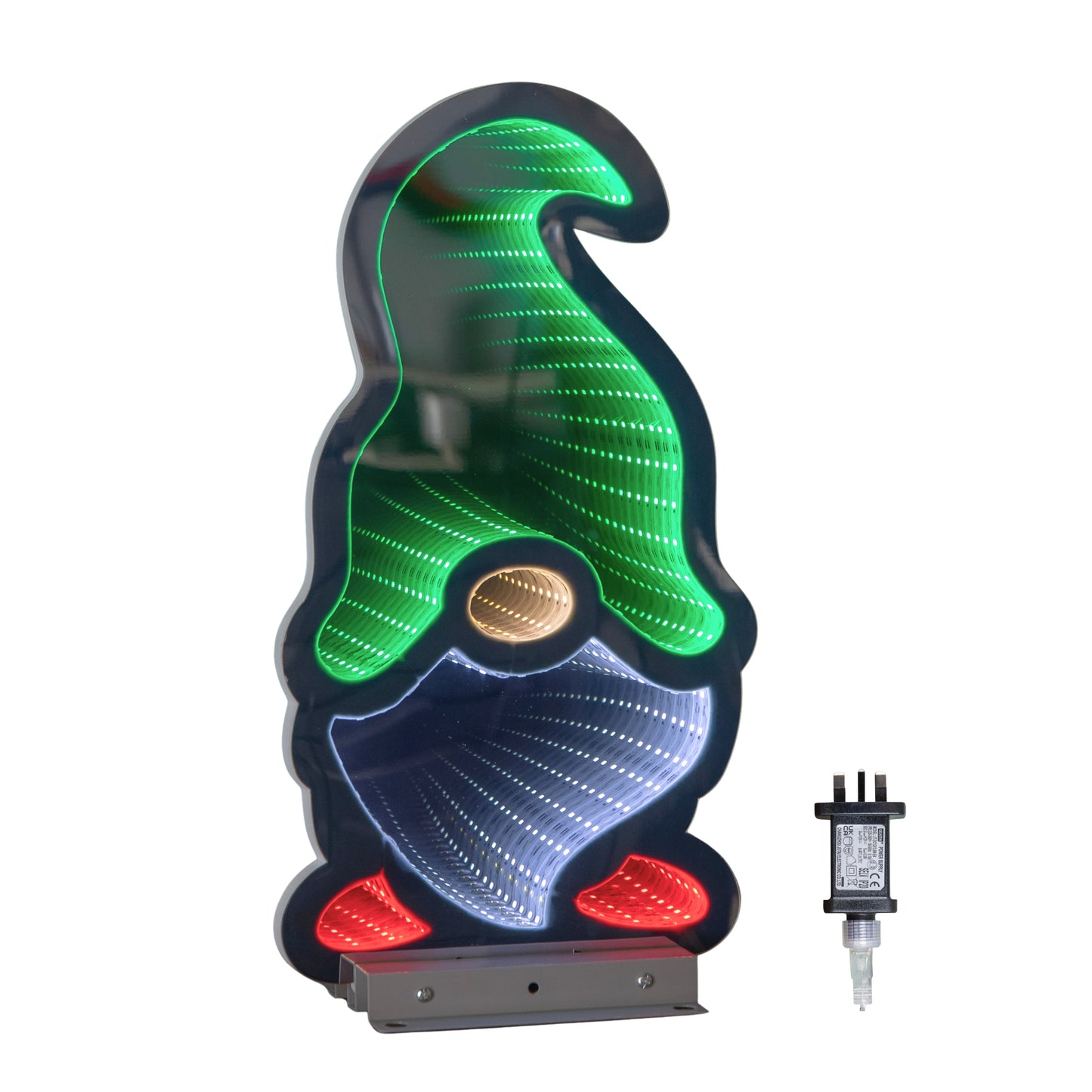 40cm Infinity Gonk with Hat on Metal Base with Green, White and Red LEDs