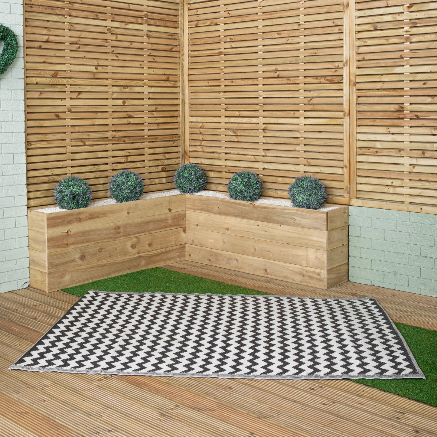 1.5m x 2.1m Atlantis Large Outdoor Alfresco Patio Rug Mat in Onyx