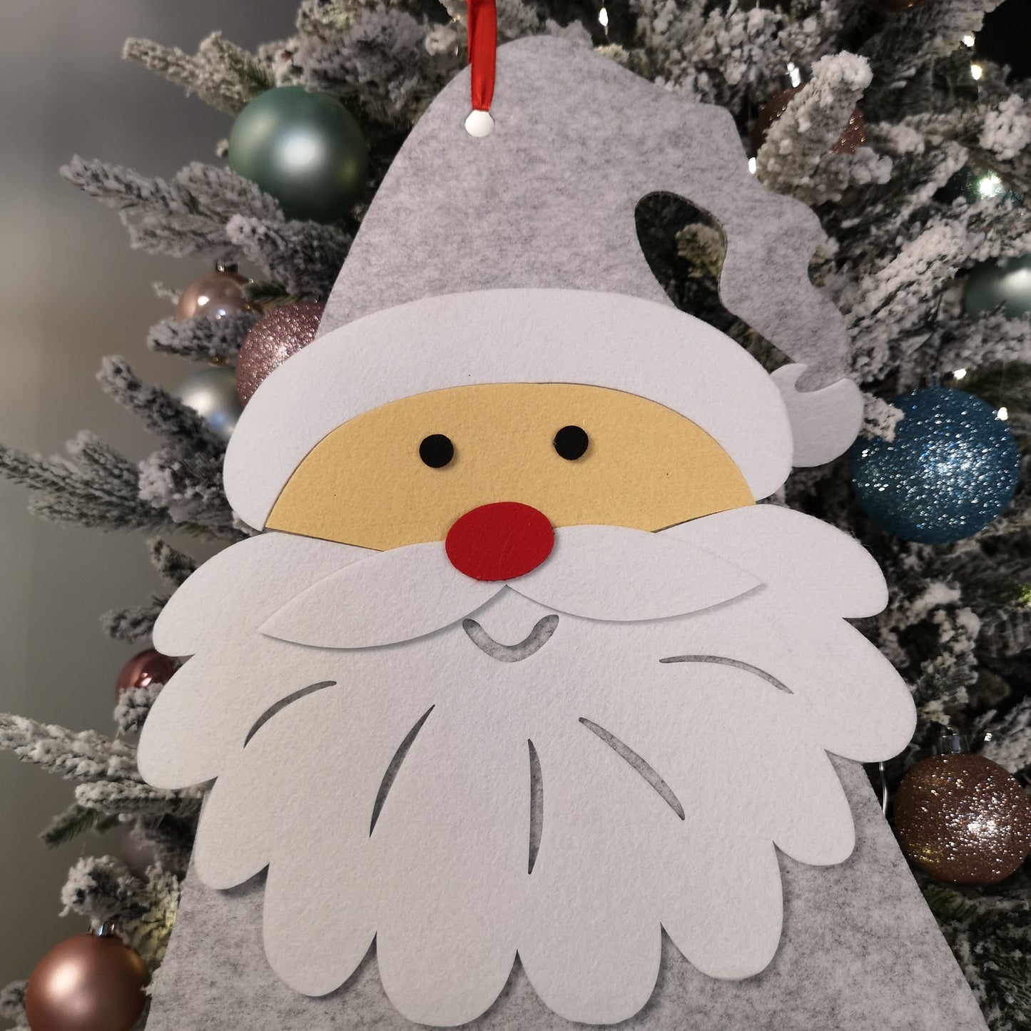 45cm x 115cm Felt Santa Advent Calendar Christmas Decoration in Grey